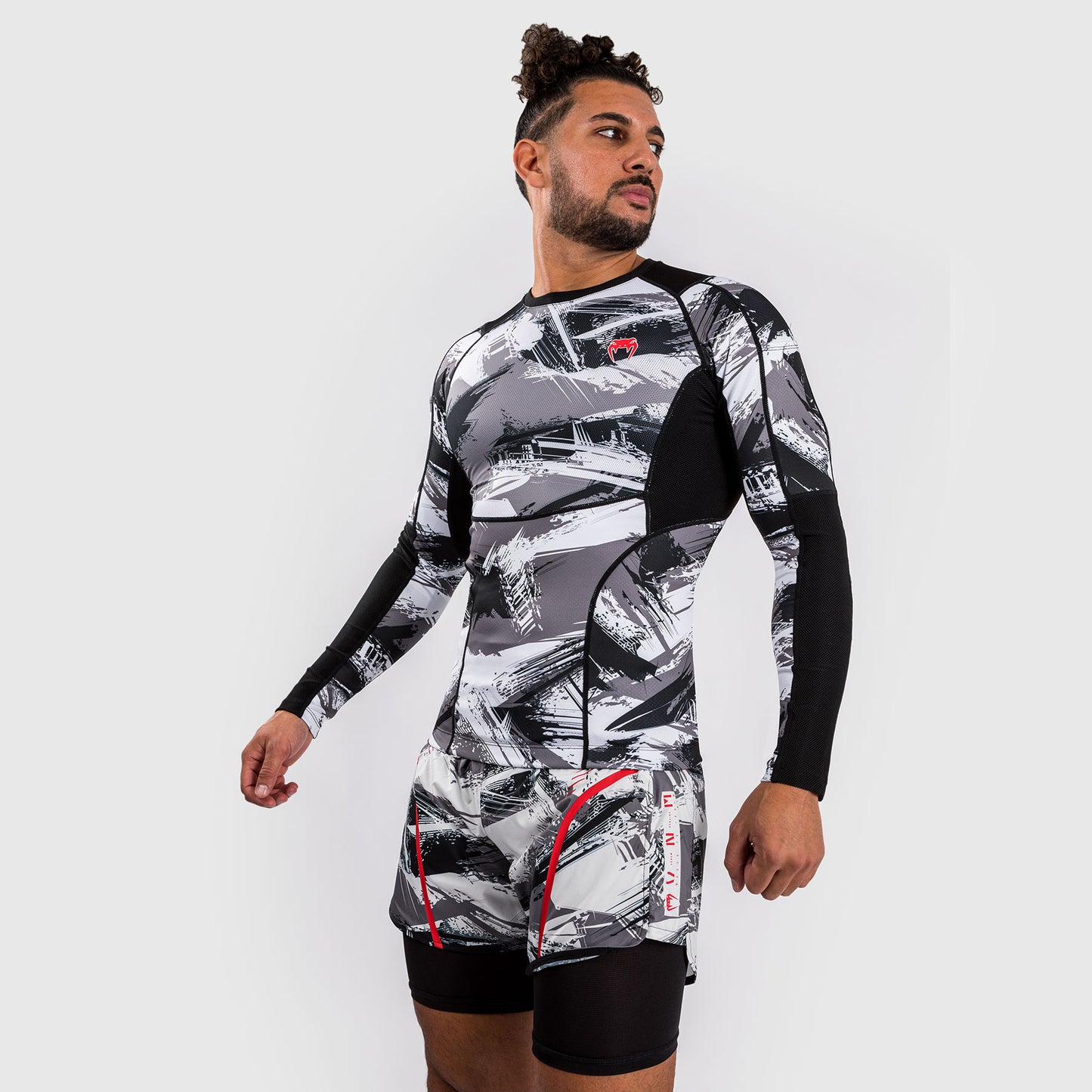 Venum Electron 3.0 Langärmeliger Rashguard - Grau/Rot