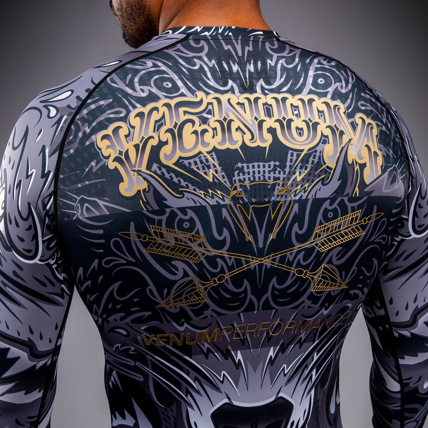Venum Wolf Atak Langarm Rashguard – Schwarz/Grau