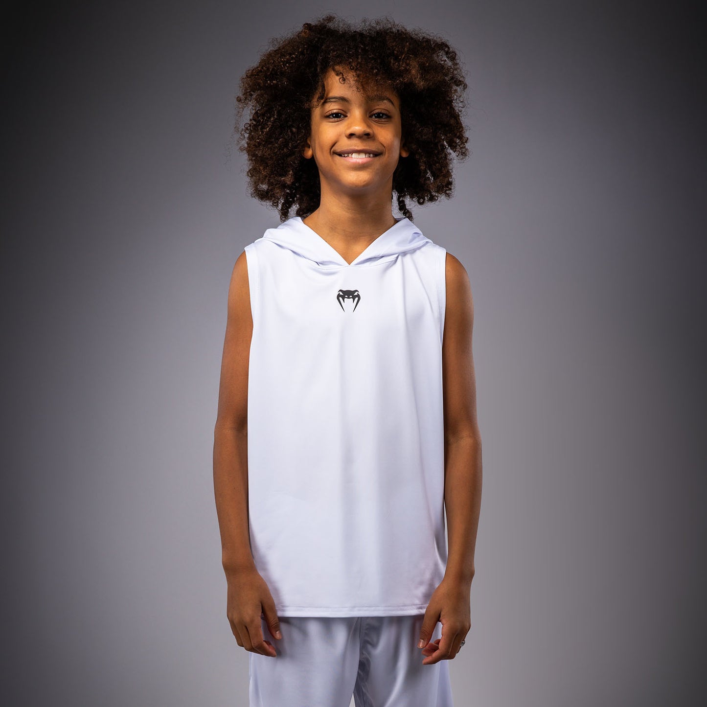 Venum Elite Ärmelloser Dry-Tech Kapuzenpullover für Kinder - Weiß