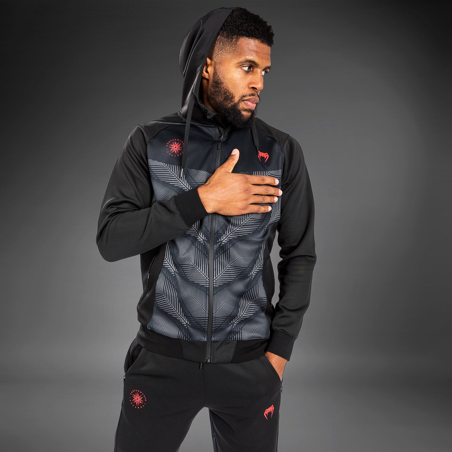 Venum Phantom Hoodie mit Reißverschluss - Schwarz/Rot