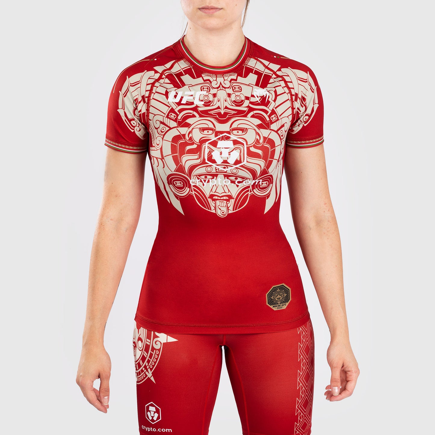 Noche UFC by Venum  Authentic Fight Night Damen Performance Kurzarm Rashguard - Rot