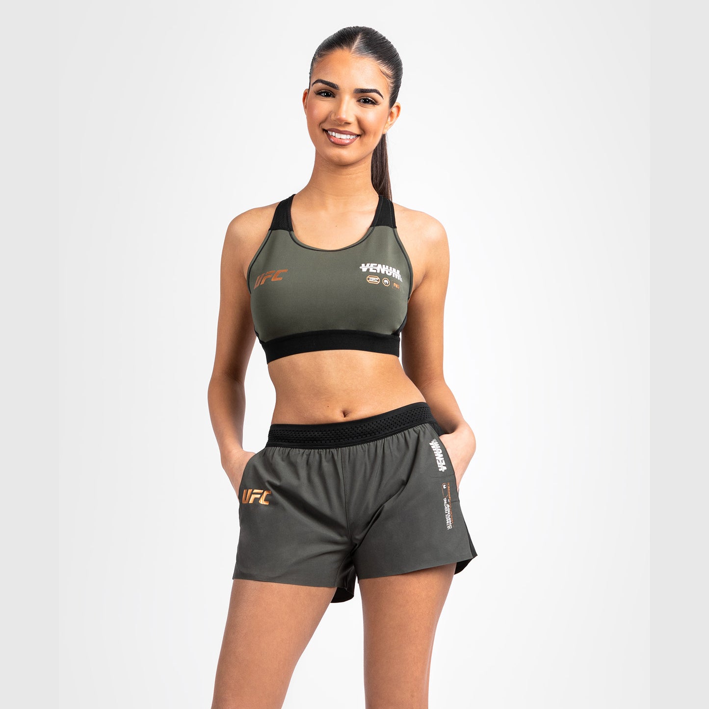 UFC Adrenaline by Venum Fight Week Performance-Short für Frauen - Khaki