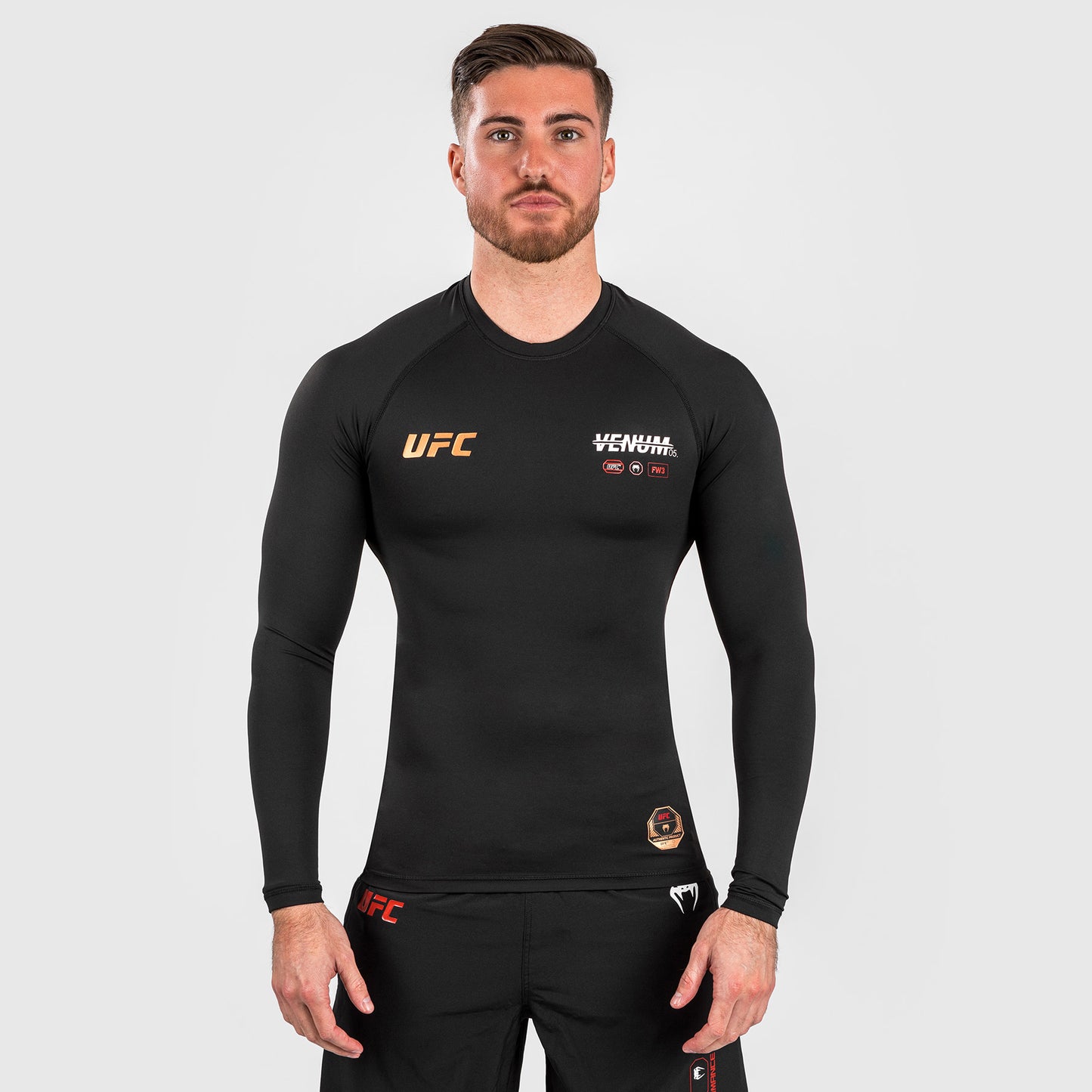 UFC Adrenaline by Venum Fight Week Herren Performance Langarm Rashguard - Schwarz