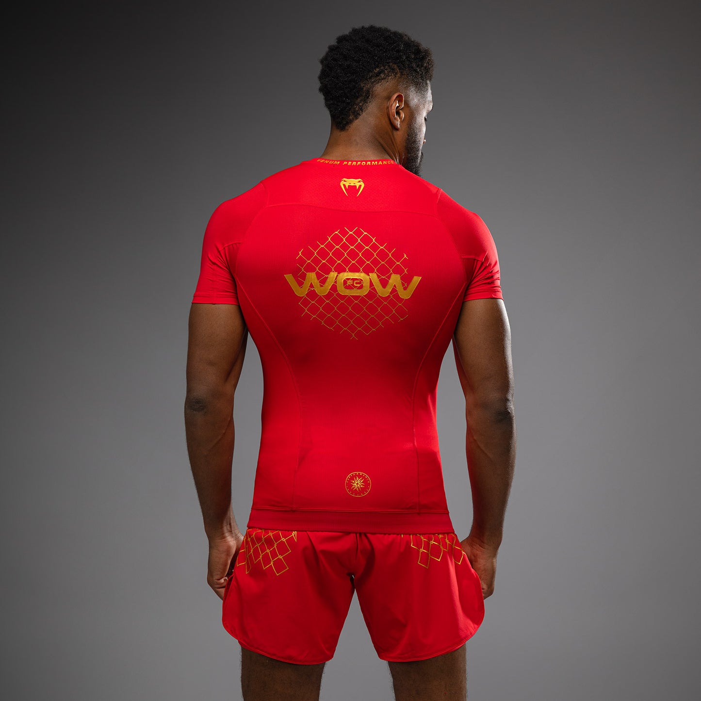 Venum x WOW FC Kurzarm Rashguard - Fury Red/ Gold