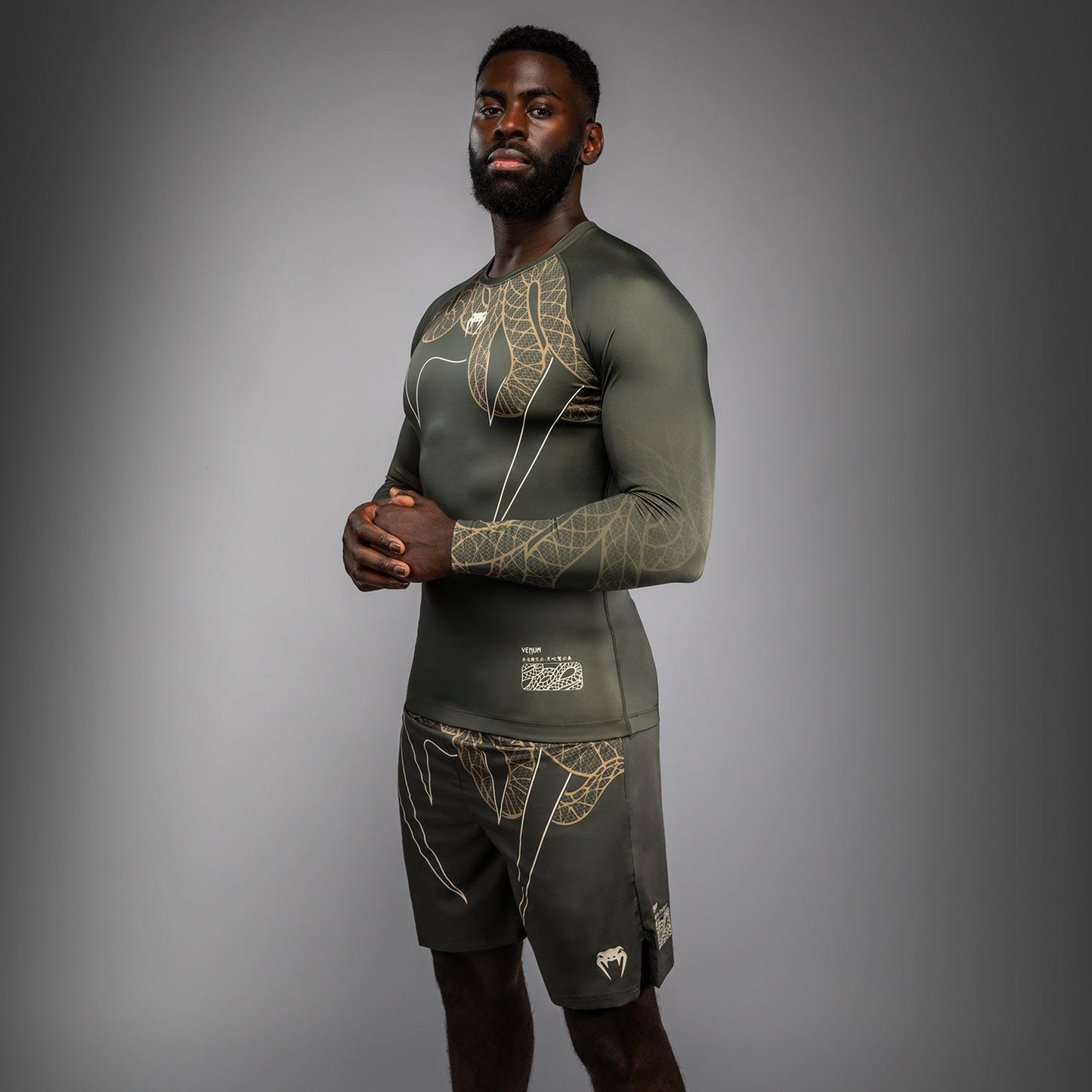 Venum Serpenti Langarm Rashguard – Khaki/Bronze/Ivory