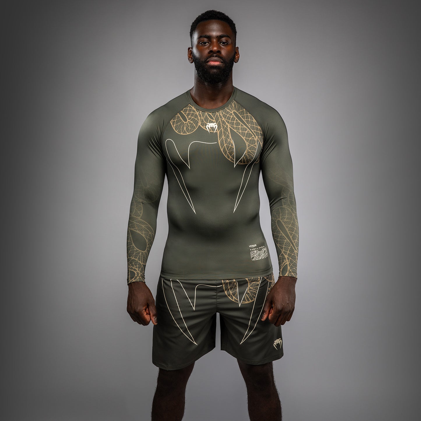 Venum Serpenti Langarm Rashguard – Khaki/Bronze/Ivory