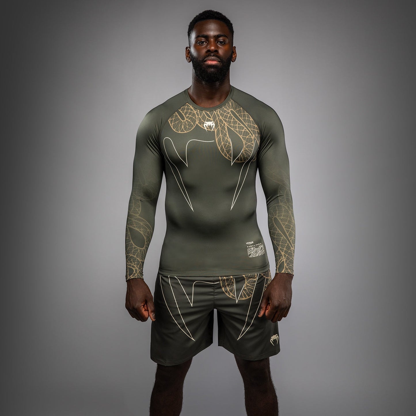 Venum Serpenti Langarm Rashguard – Khaki/Bronze/Ivory