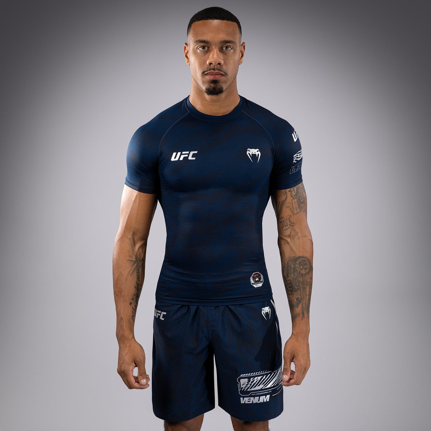 UFC Fusion by Venum Fight Week Herren Performance Kurzarm Rashguard - Ozeanisches Blau