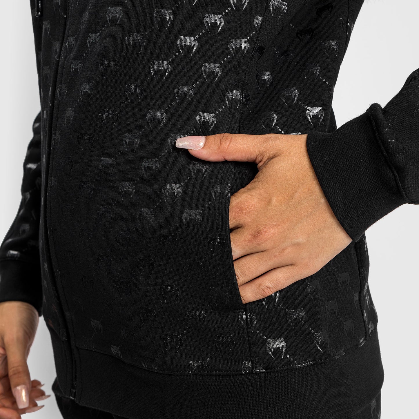 Venum Monogram Zip-Up Hoodie für Frauen – Schwarz/Roségold