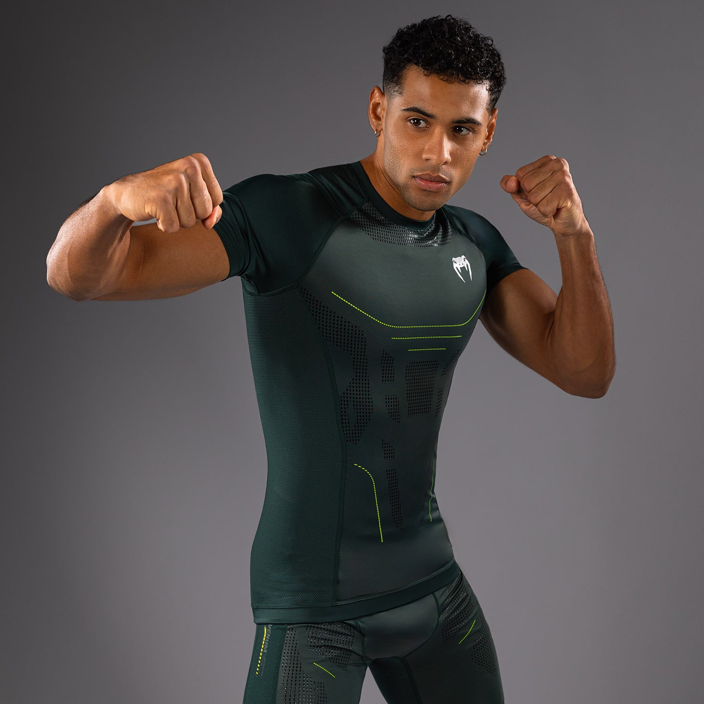 Venum Technical 3.0 Kurzarm Rashguard - Waldgrün