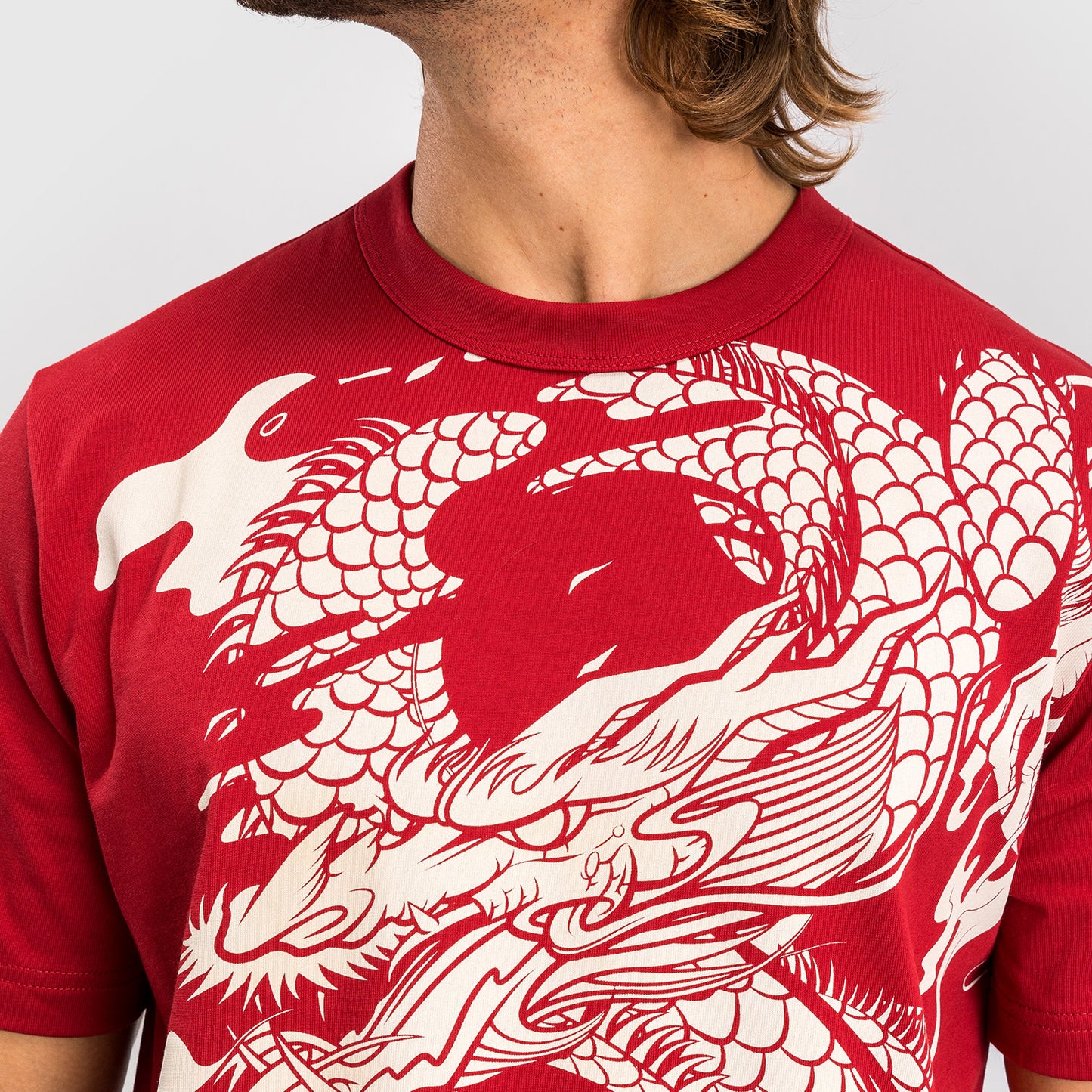 Venum Dragon’s Flight Herren T-Shirt - Kirschrot/Cremeweiß