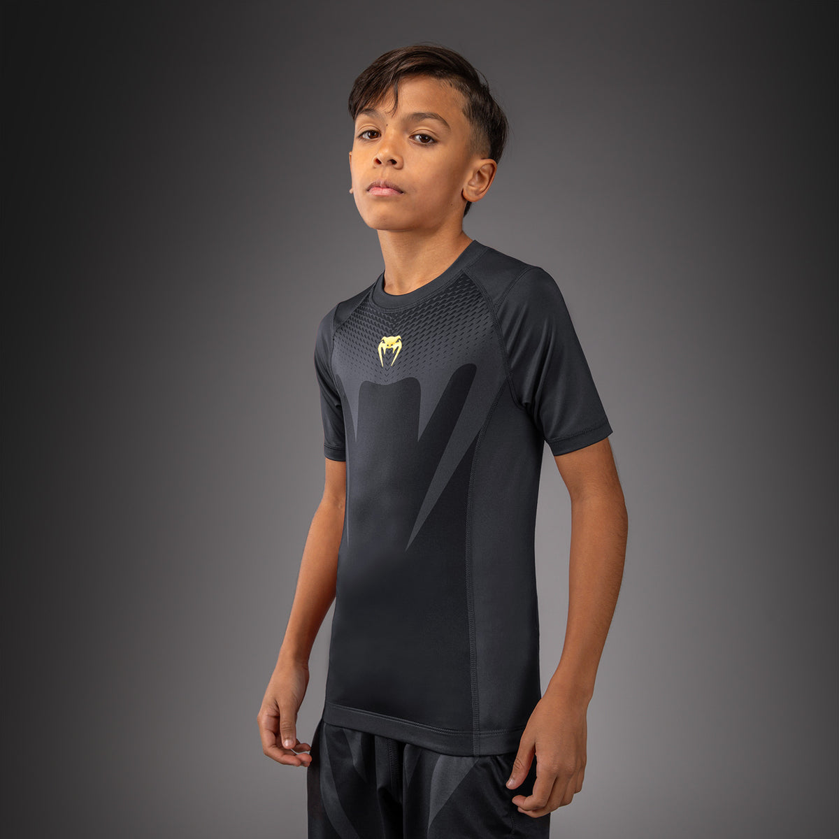 Venum Attack Kurzarm-Rashguard für Kinder - Schwarz/Gold