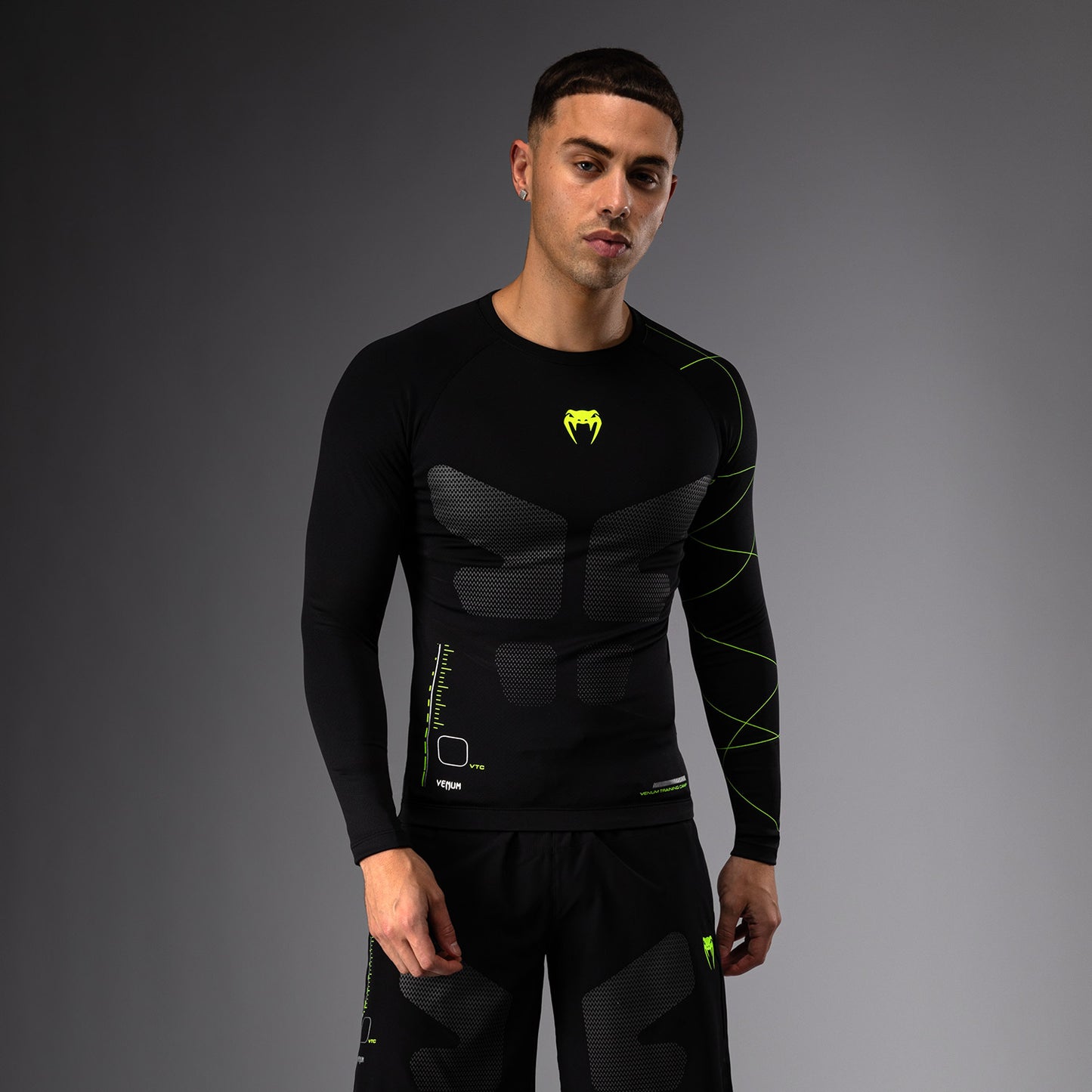 Venum Training Camp 4.0 Langarm Rashguard - Schwarz/Neongrün