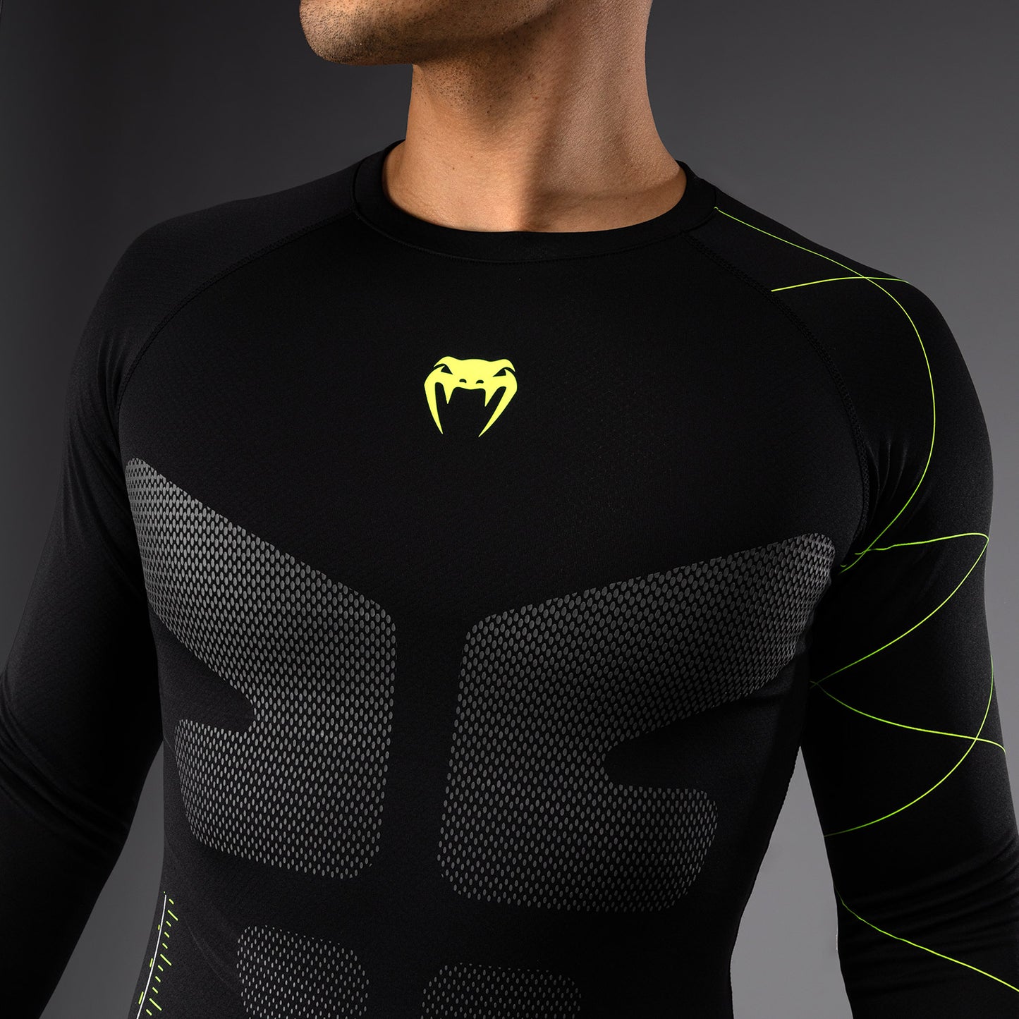 Venum Training Camp 4.0 Langarm Rashguard - Schwarz/Neongrün