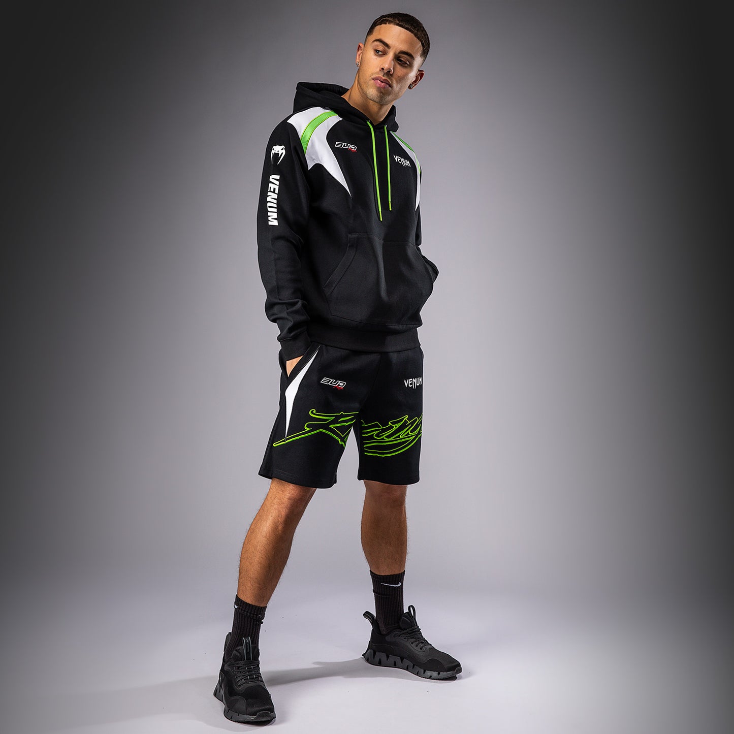 Venum x Bud Racing Herren Hoodie - Schwarz/Weiß/Limettengrün