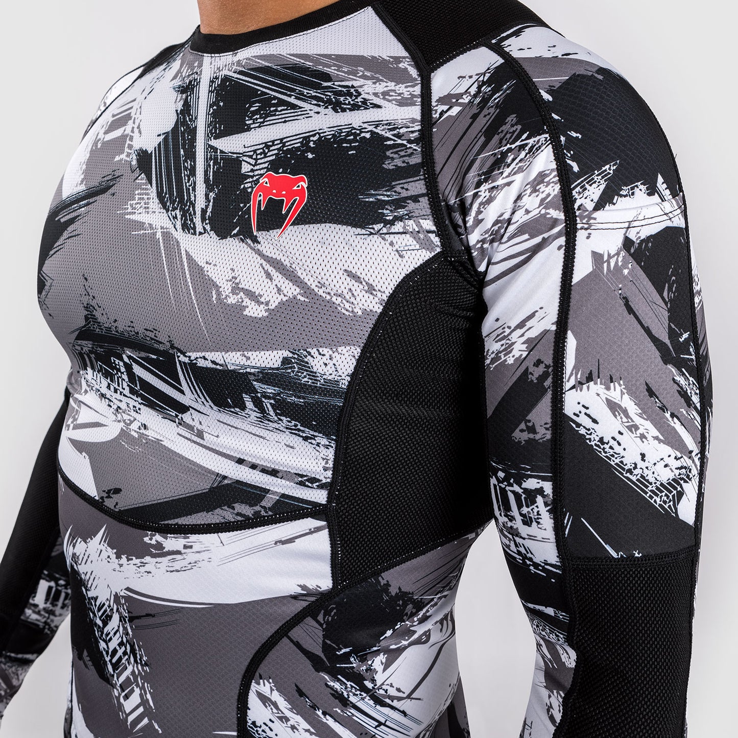 Venum Electron 3.0 Langärmeliger Rashguard - Grau/Rot