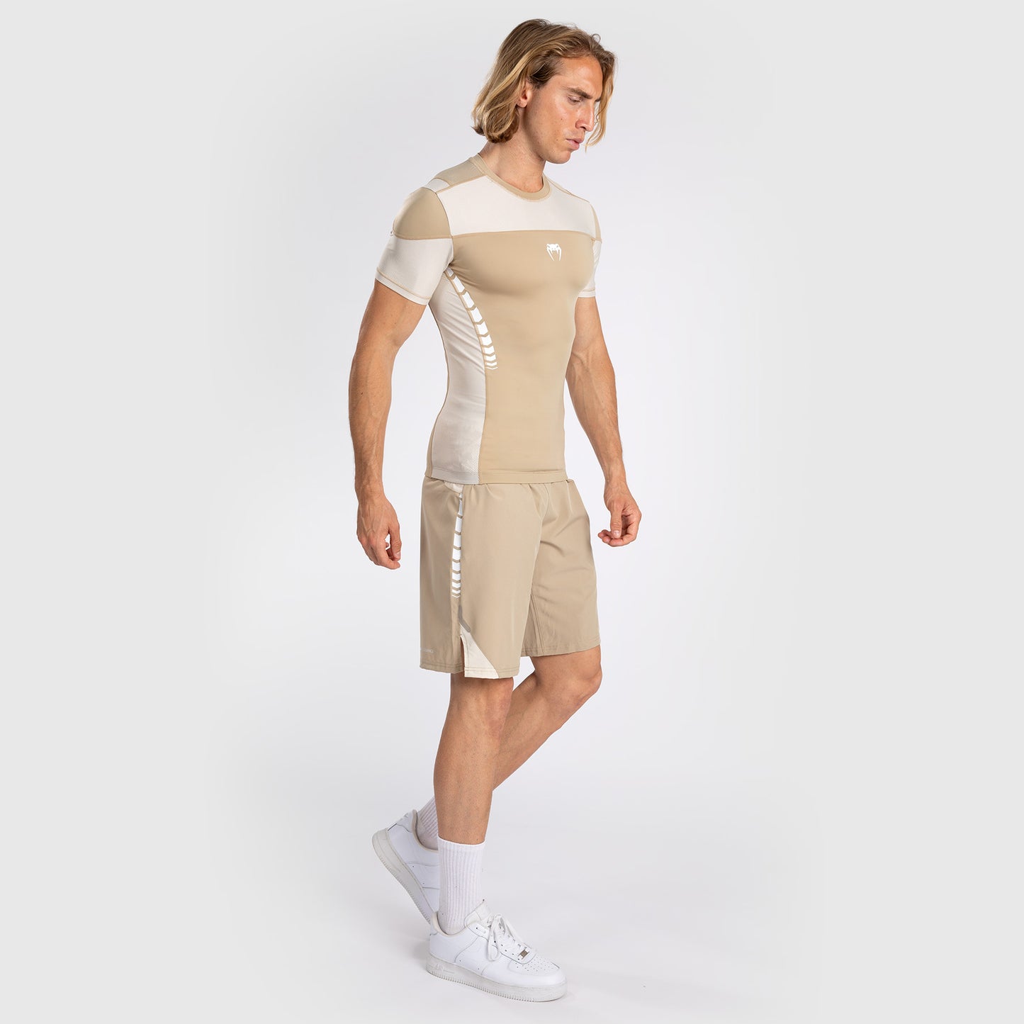 Venum Tempest Herren Kurzarm Rashguard - Beige/Sand