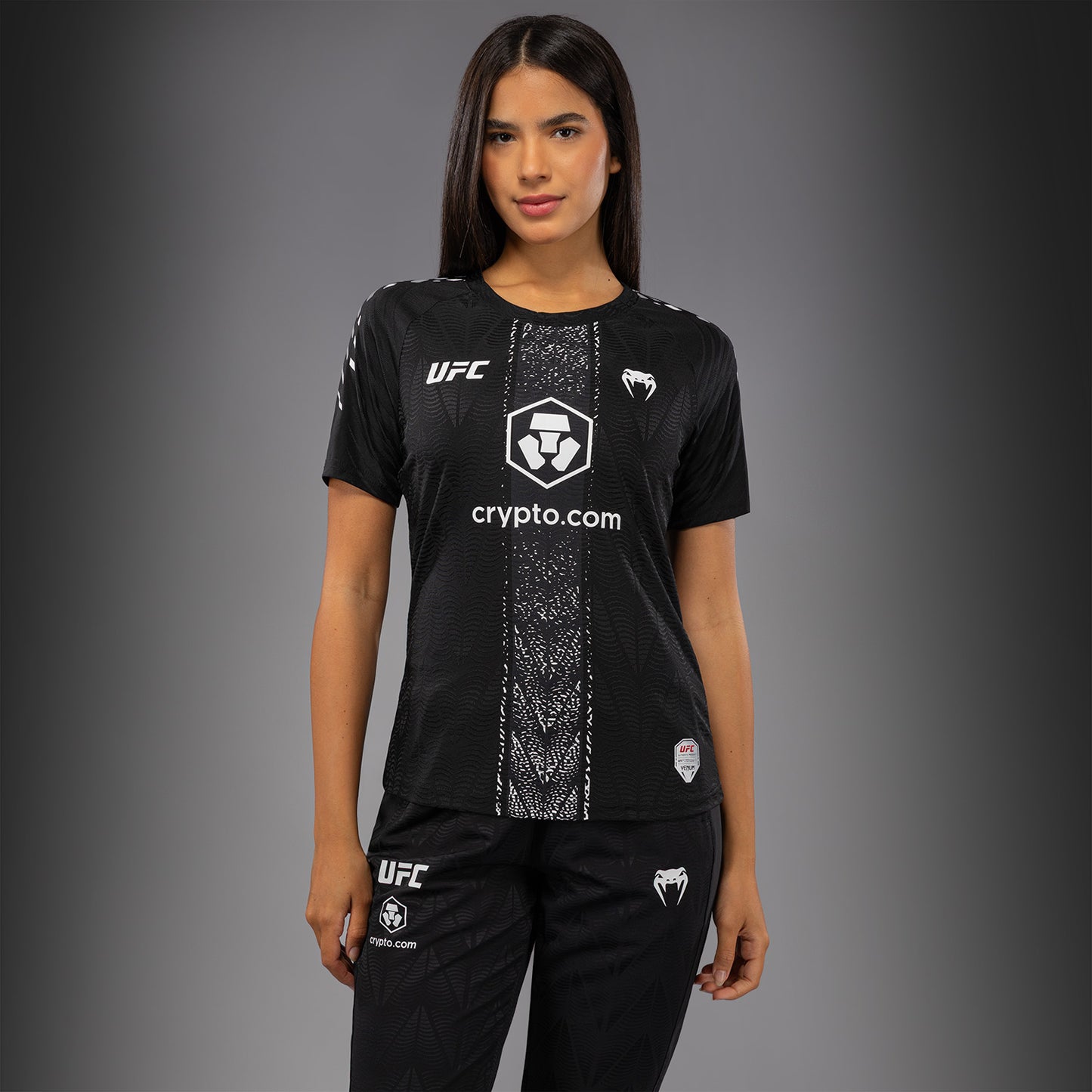 UFC Zenith by Venum Authentic Fight Night Offizielles Walkout-Trikot Damen Personalisiert - Schwarz