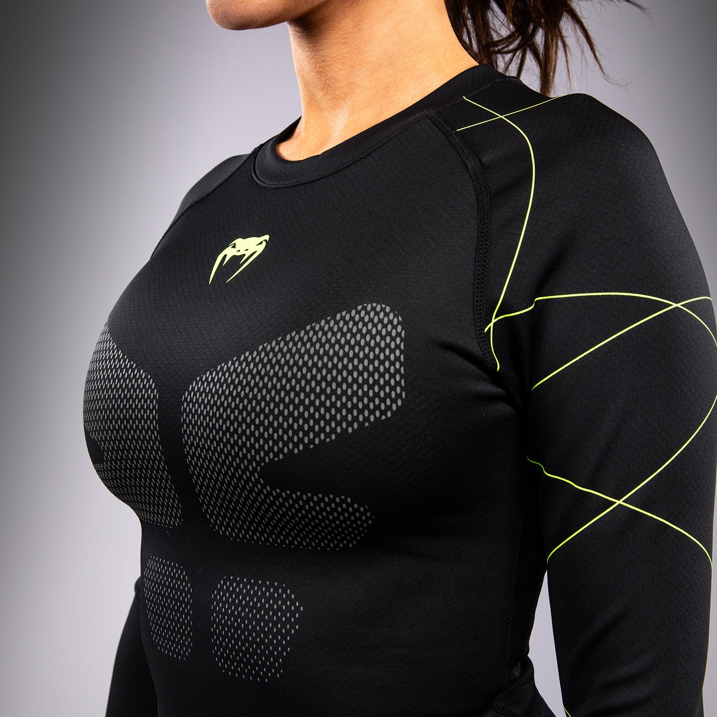 Venum Training Camp 4.0 Langarm Rashguard - Schwarz/Neongrün