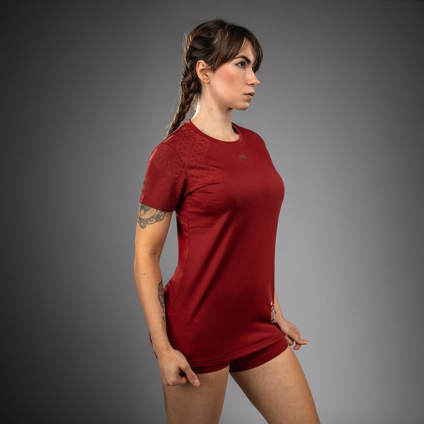 Venum Serpenti Damen Dry-Tech T-Shirt – Burgunder/Elfenbein