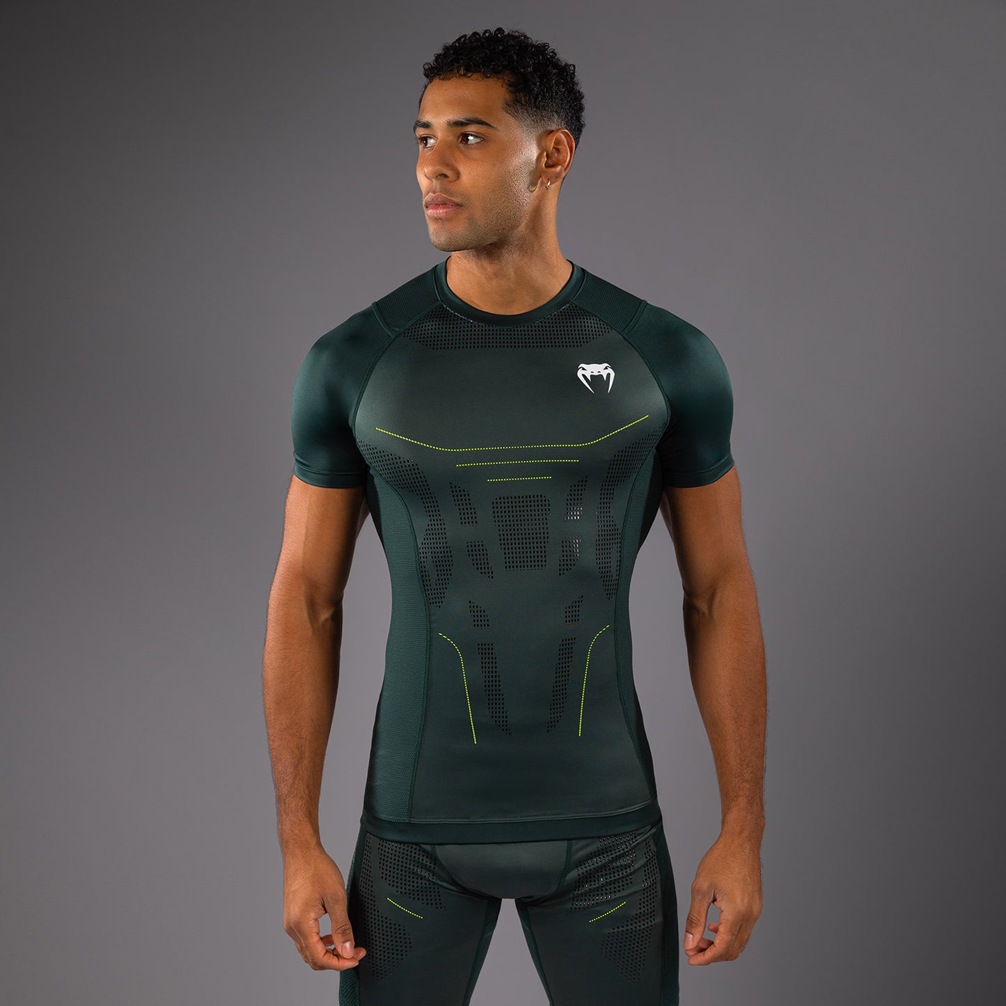 Venum Technical 3.0 Kurzarm Rashguard - Waldgrün