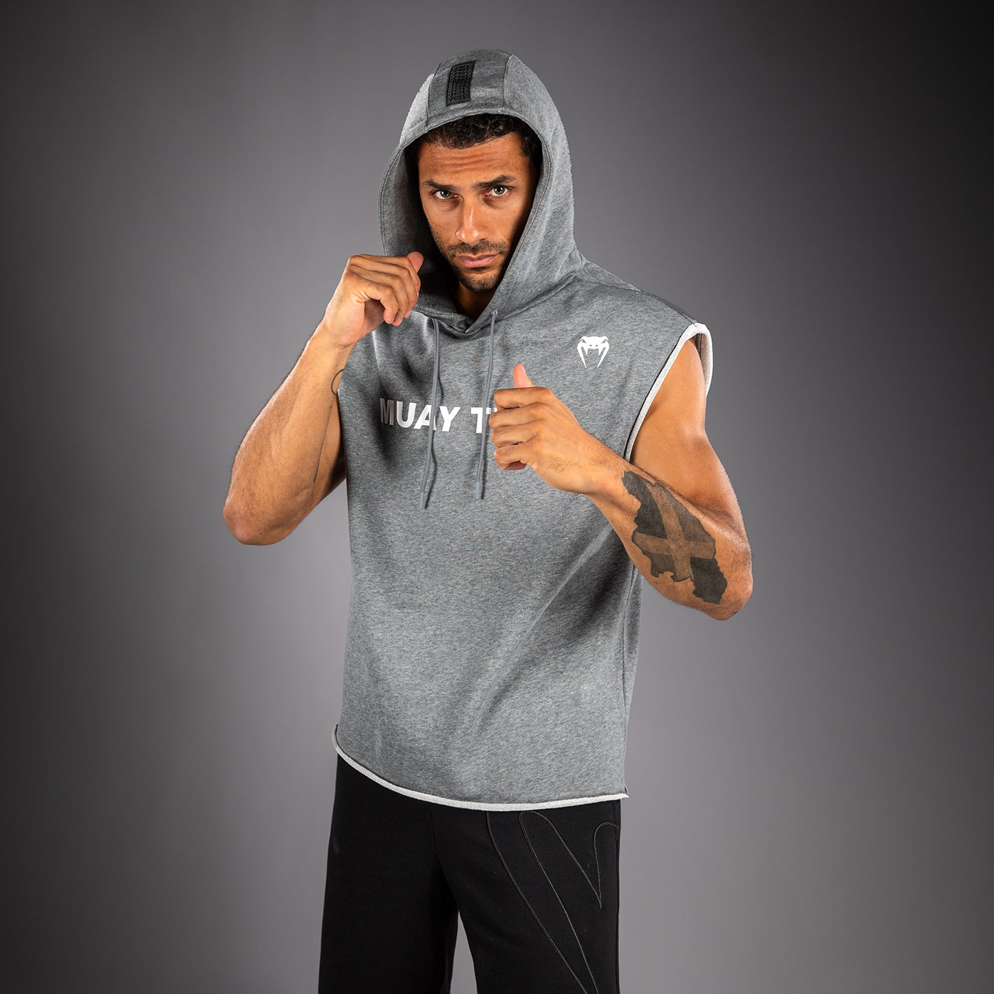 Venum Muay Thai VT Ärmelloser Kapuzenpullover – Meliert Grau