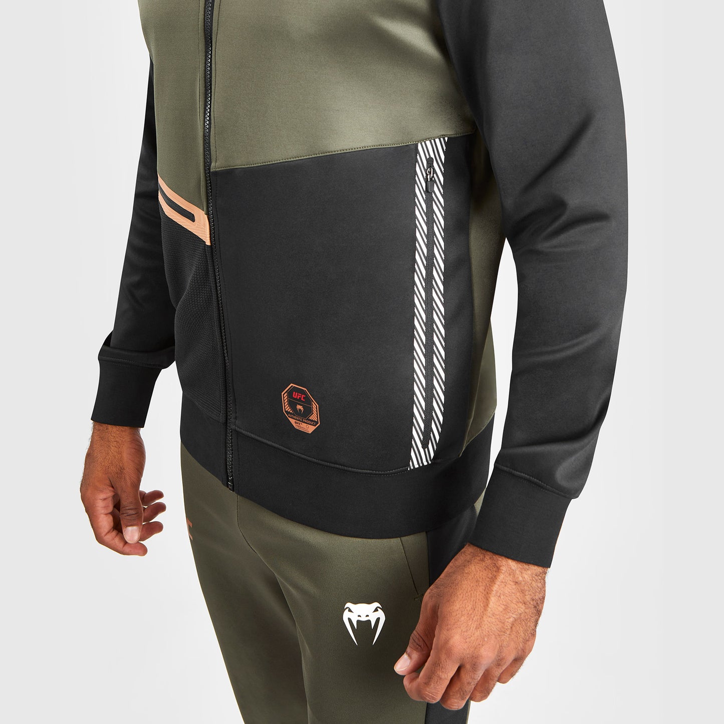 UFC Adrenaline by Venum Fight Week Herren Zip Hoodie - Khaki/Bronze