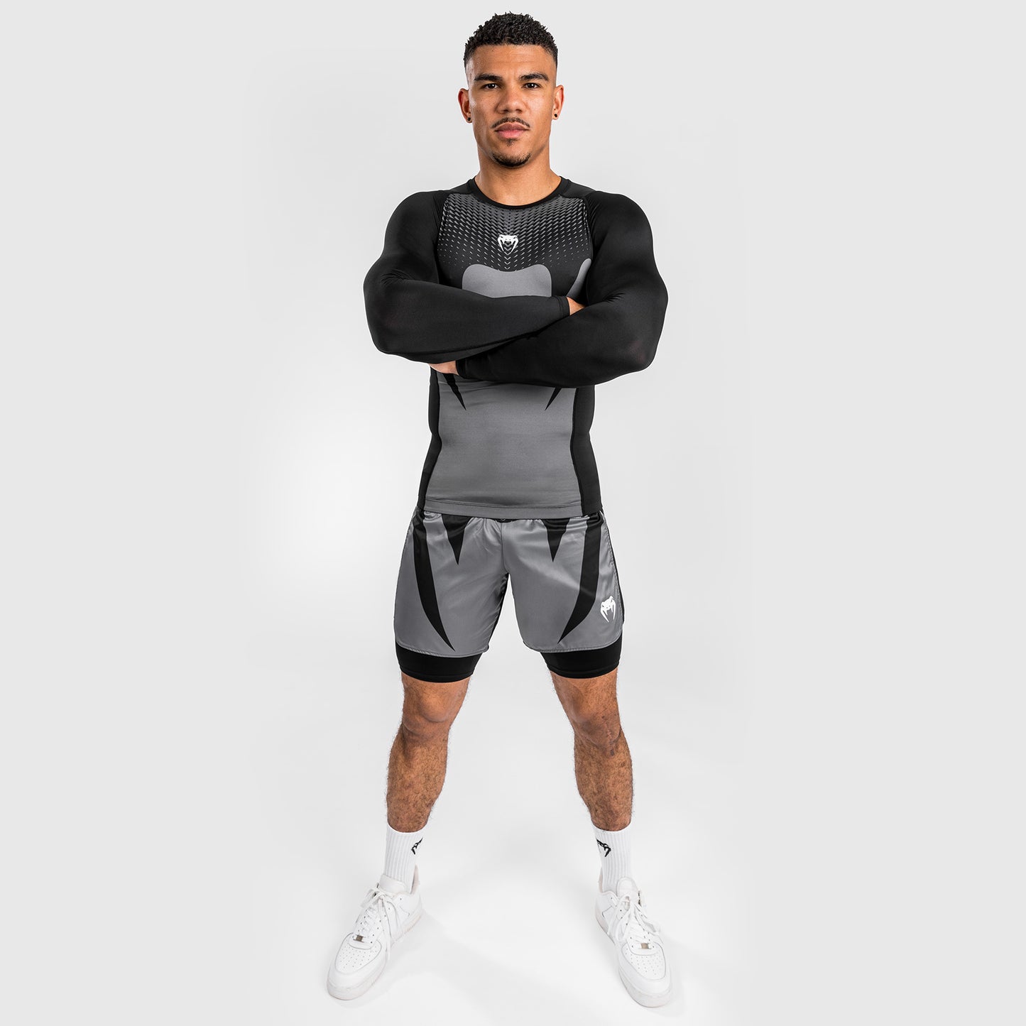 Venum Attack Herren Langarm Rashguard - Schwarz/Grau