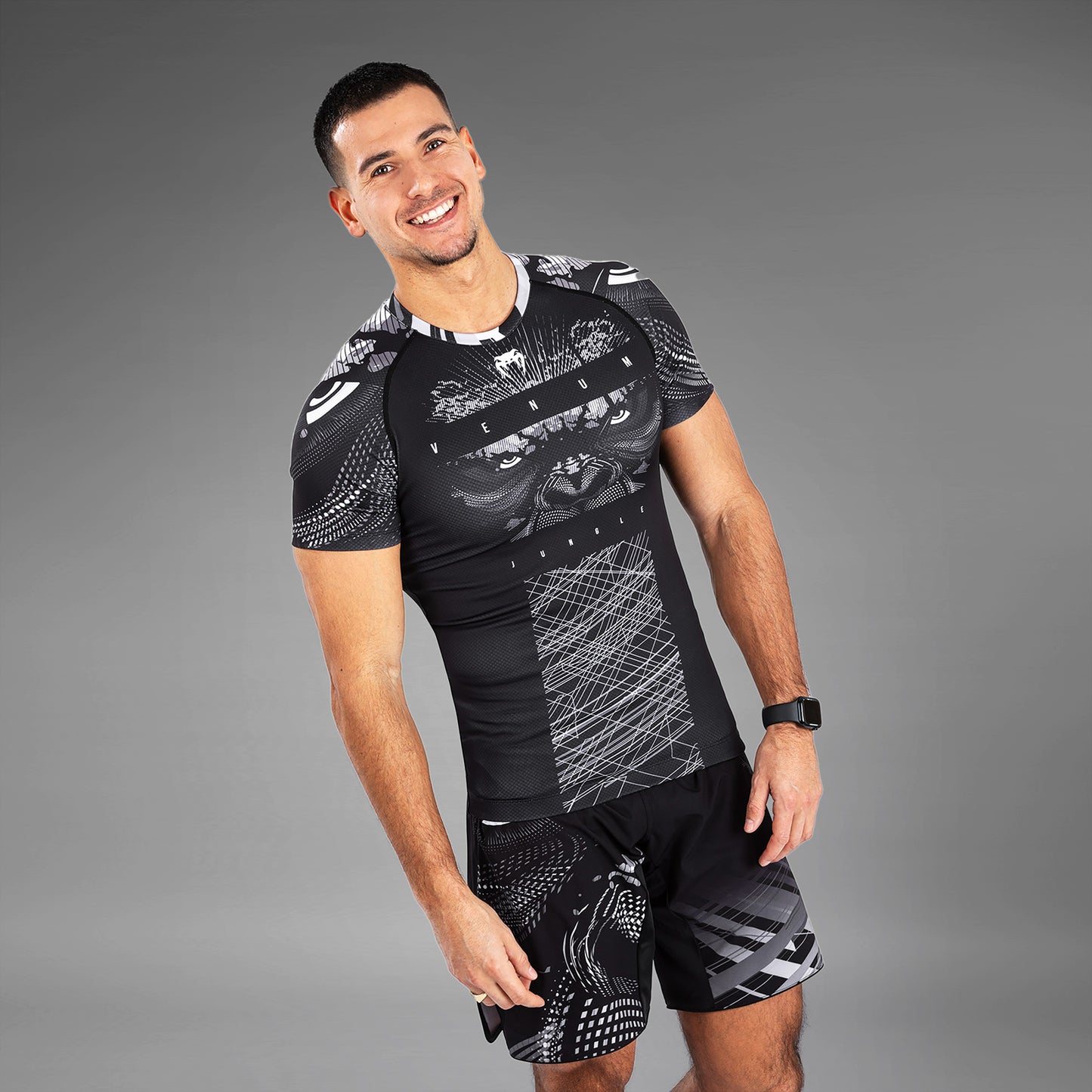 Venum Gorilla Dschungel Rashguards Kurzarm - Schwarz/Weiß