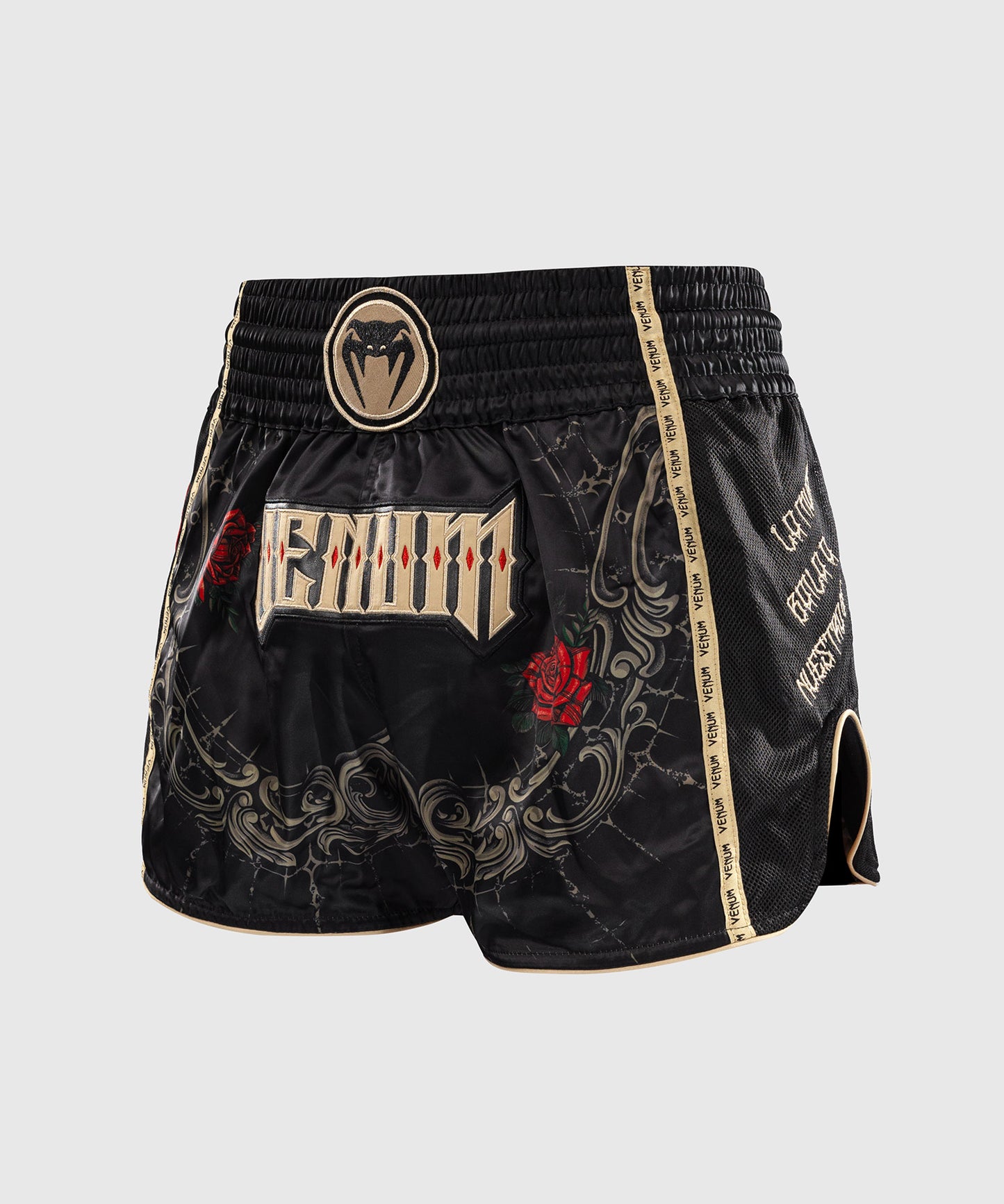 Venum Santa Muerte 5.0 Muay Thai Shorts - Tiefes Schwarz/Gold