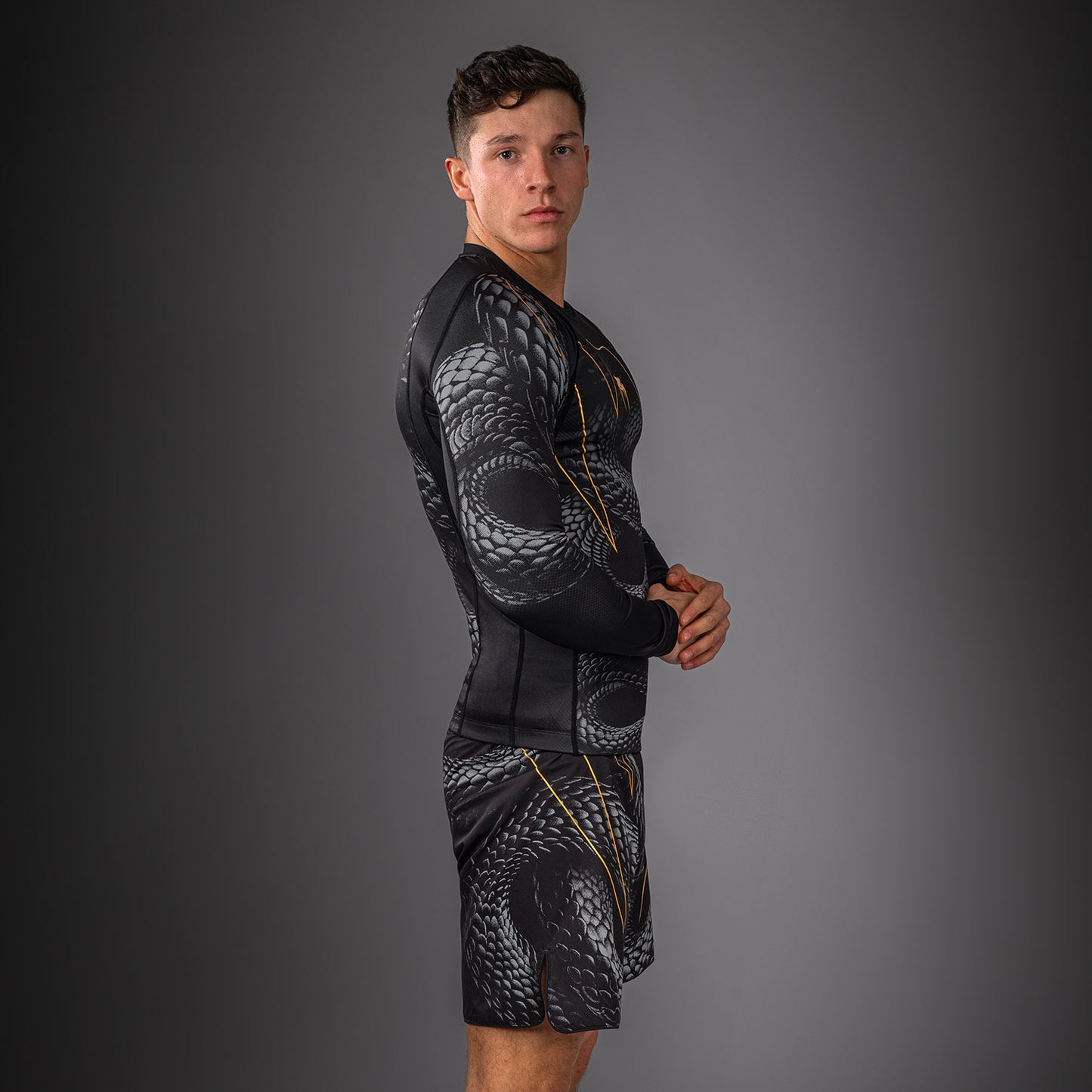 Venum Matupa Langarm Rashguard - Schwarz/Grau/Gold