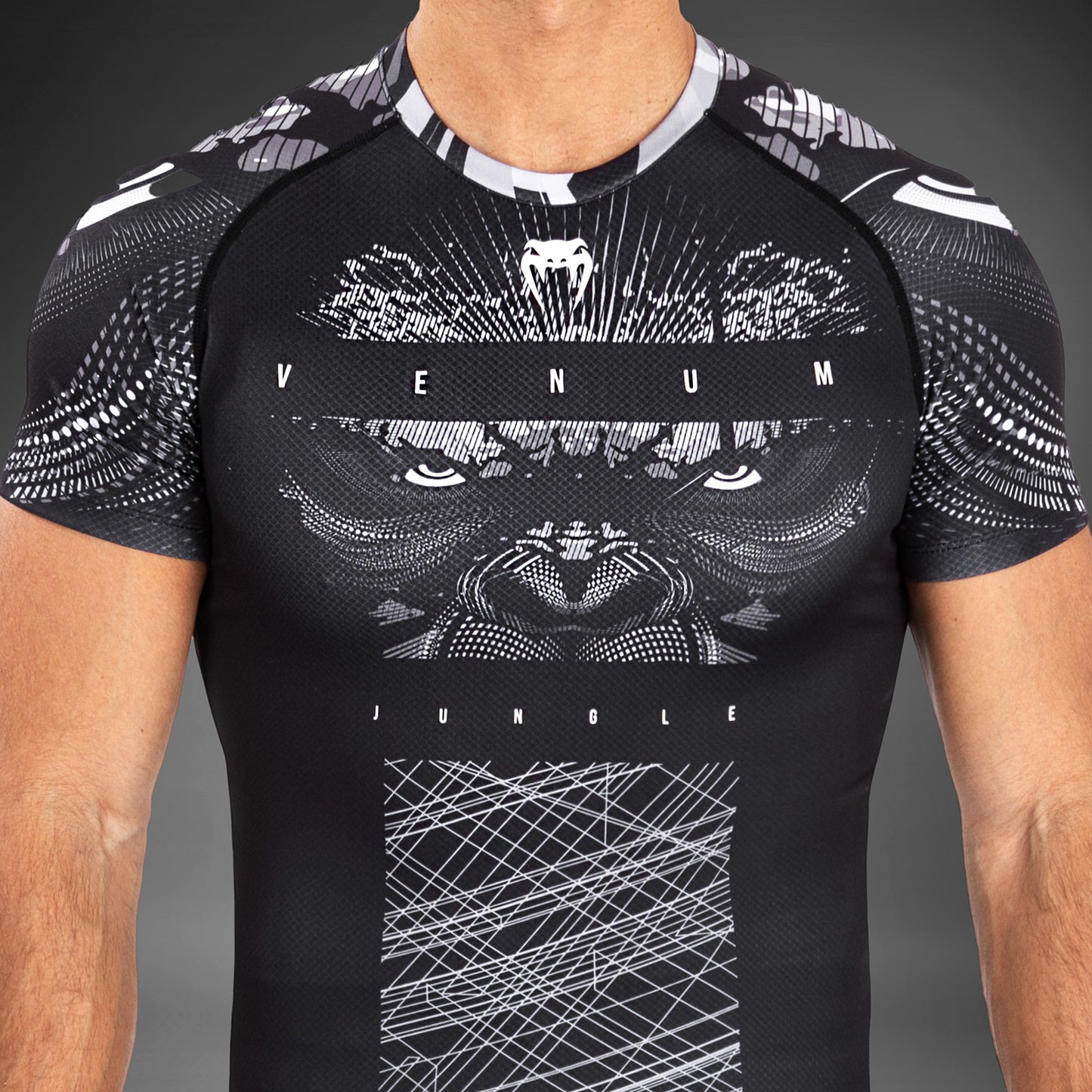 Venum Gorilla Dschungel Rashguards Kurzarm - Schwarz/Weiß