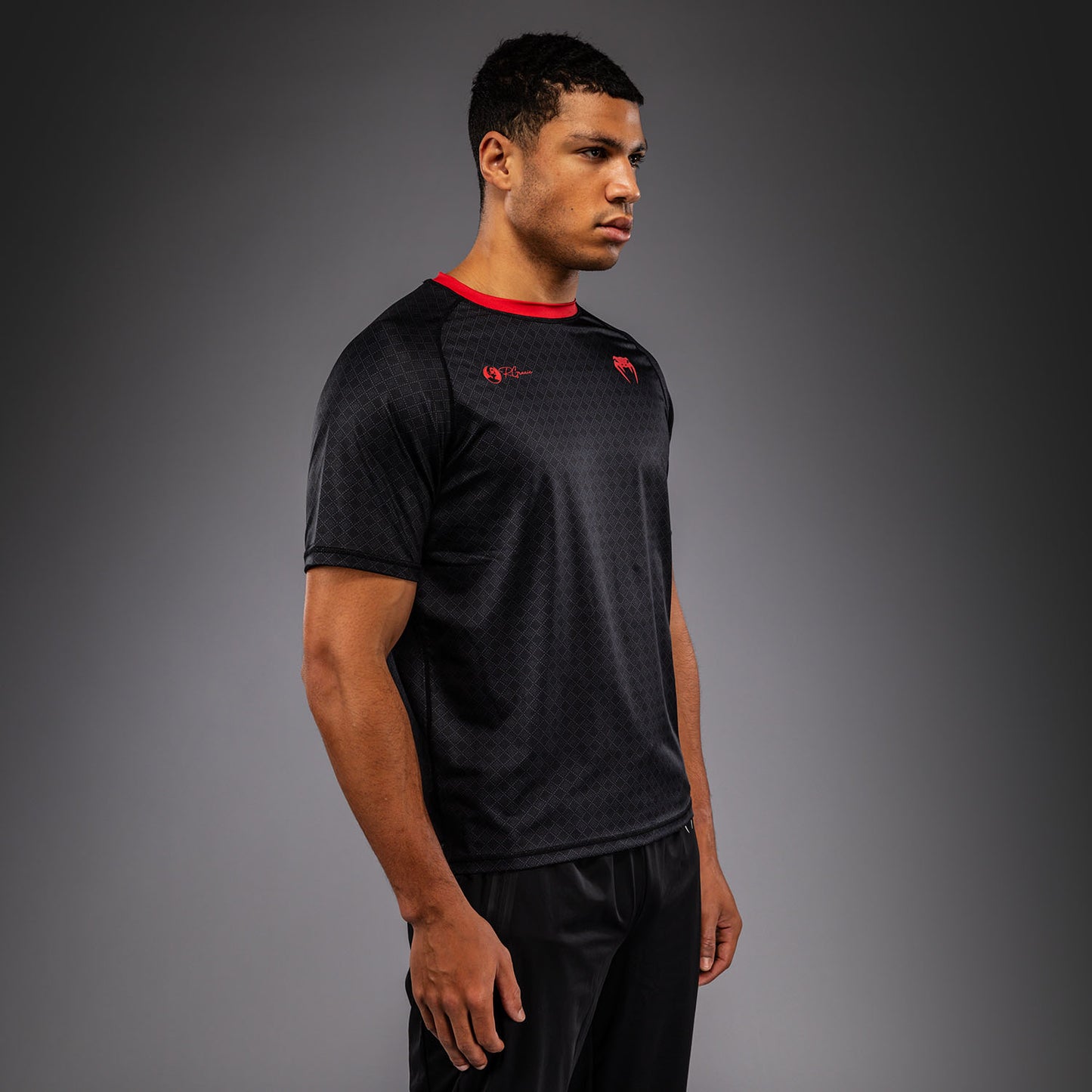 Venum x Roger Gracie Signature Dry-Tech-T‑Shirt - Schwarz/Rot