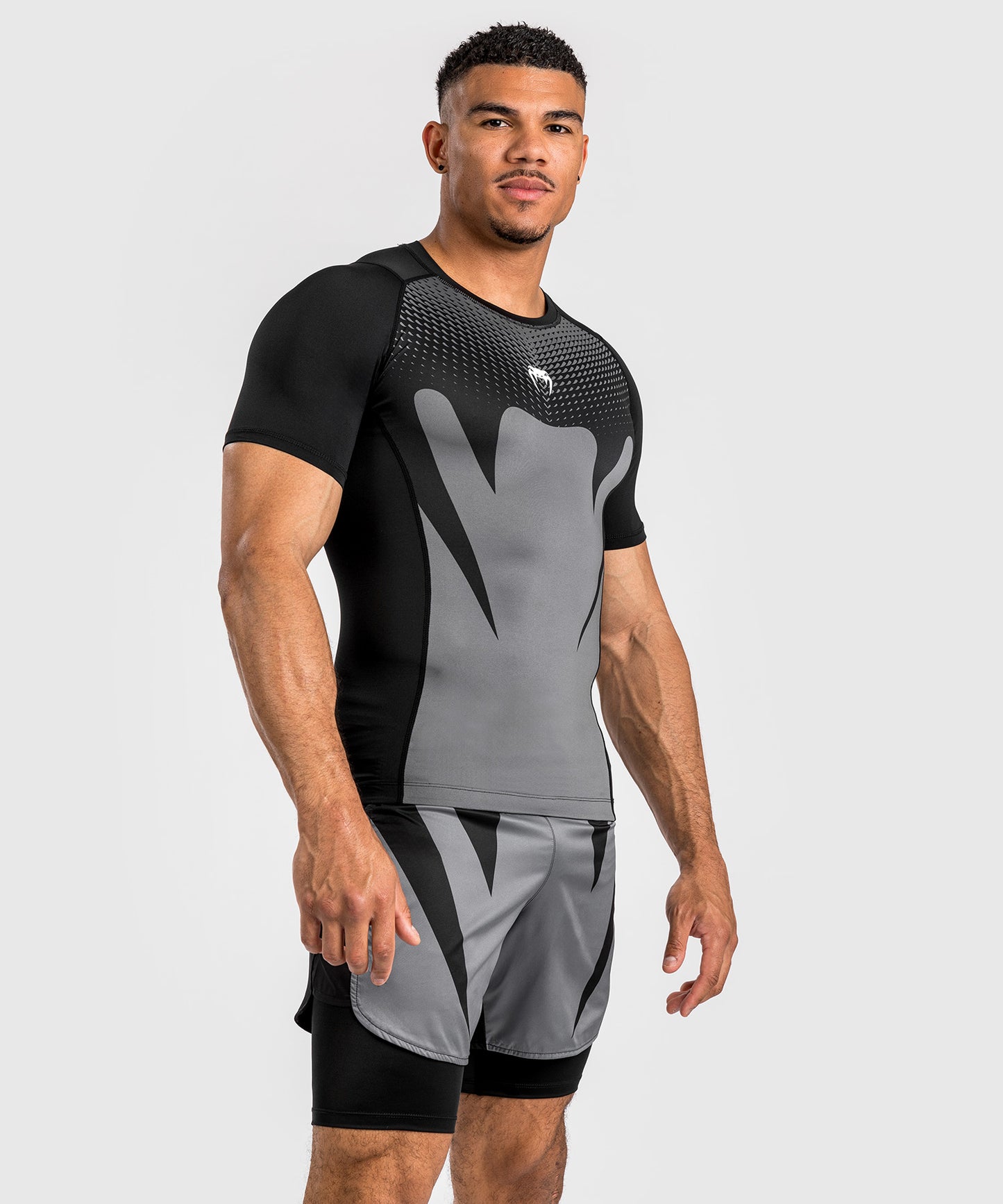 Venum Attack Herren Kurzarm Rashguard - Schwarz/Grau