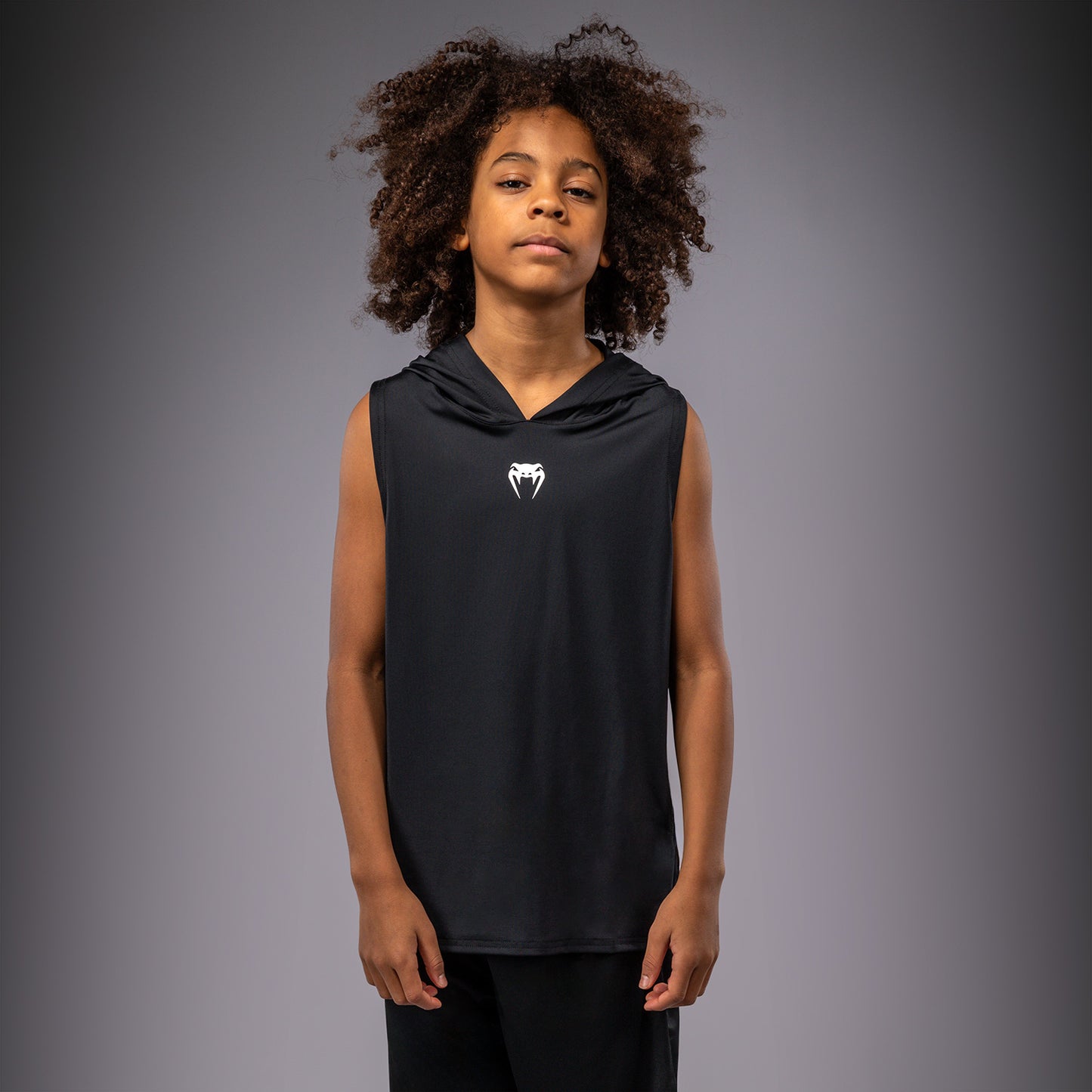Venum Elite Ärmelloser Dry-Tech Kapuzenpullover für Kinder - Schwarz