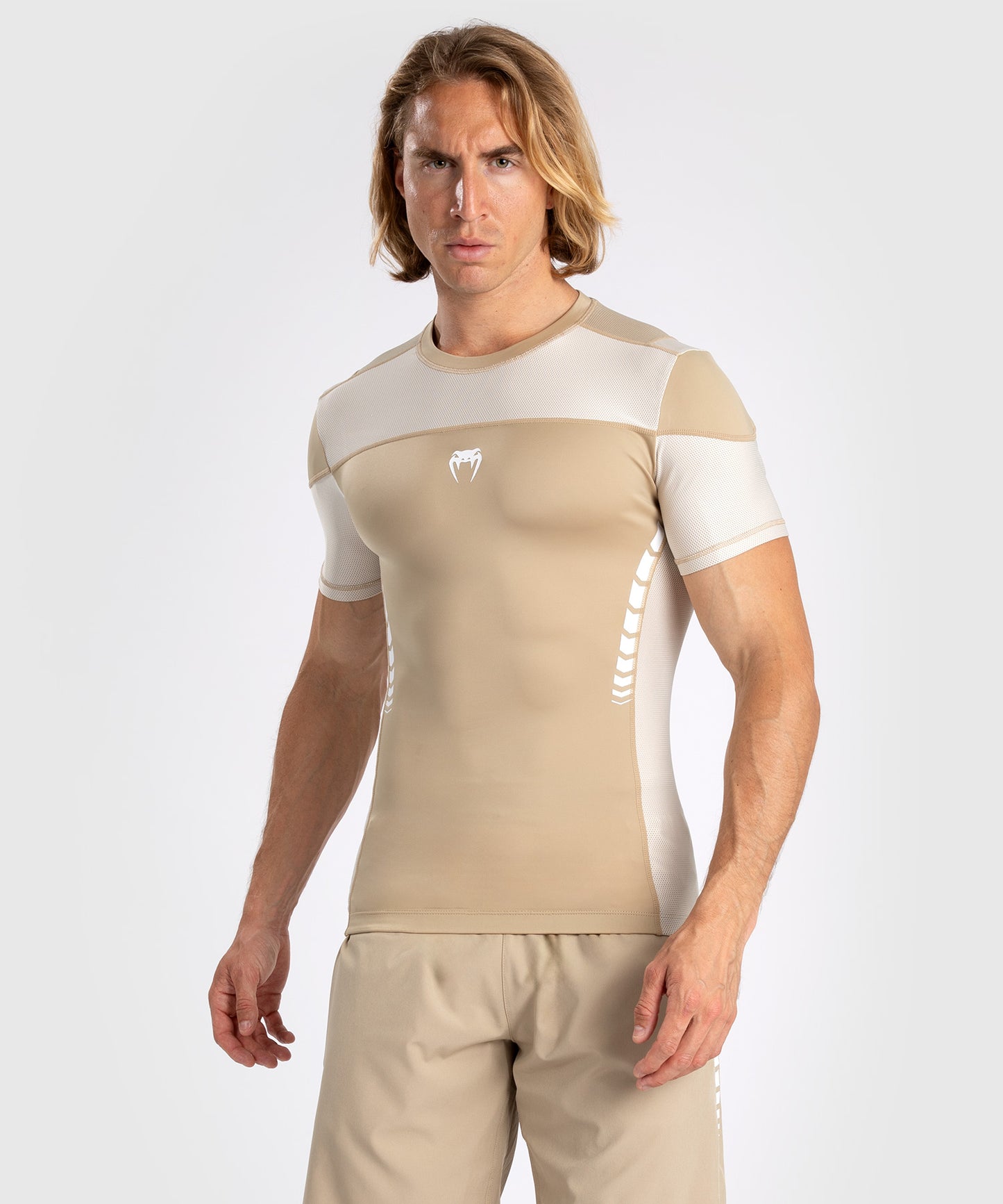 Venum Tempest Herren Kurzarm Rashguard - Beige/Sand