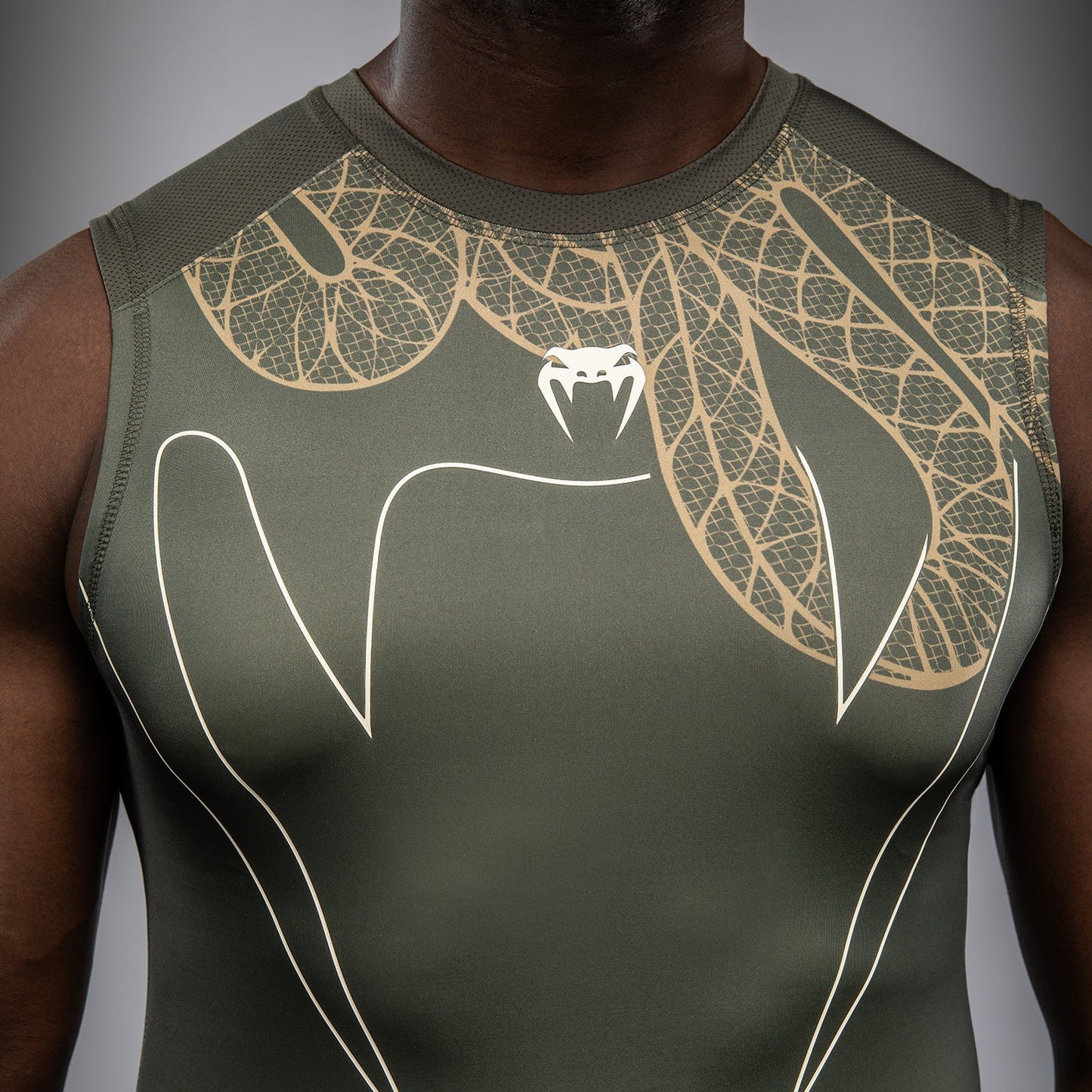 Venum Serpenti Ärmelloses Rashguard – Khaki/Bronze/Ivory