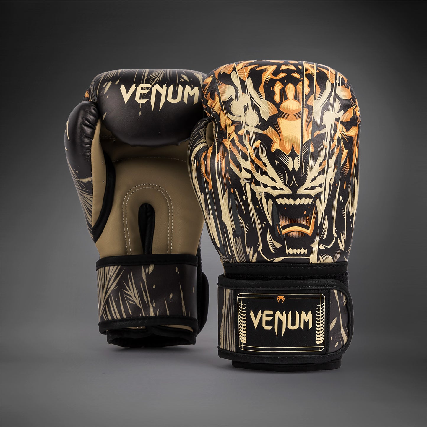 Venum Tiger Kinder Boxhandschuhe - Schwarz/Neon Orange