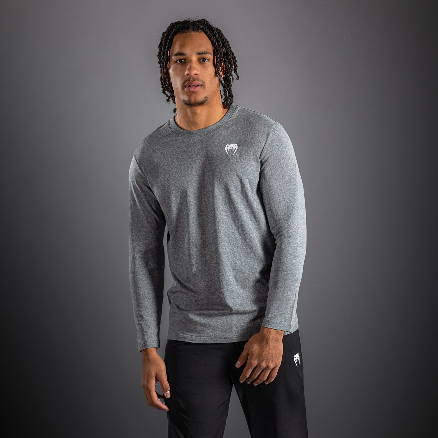 Venum Lineup Langarm T-Shirt - Mélange Grau/Weiß