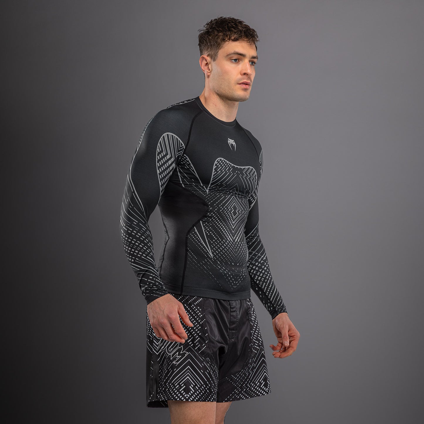 Venum Midnight Fury Langarm Rashguard – Mitternachtsblau/Grau/Silber
