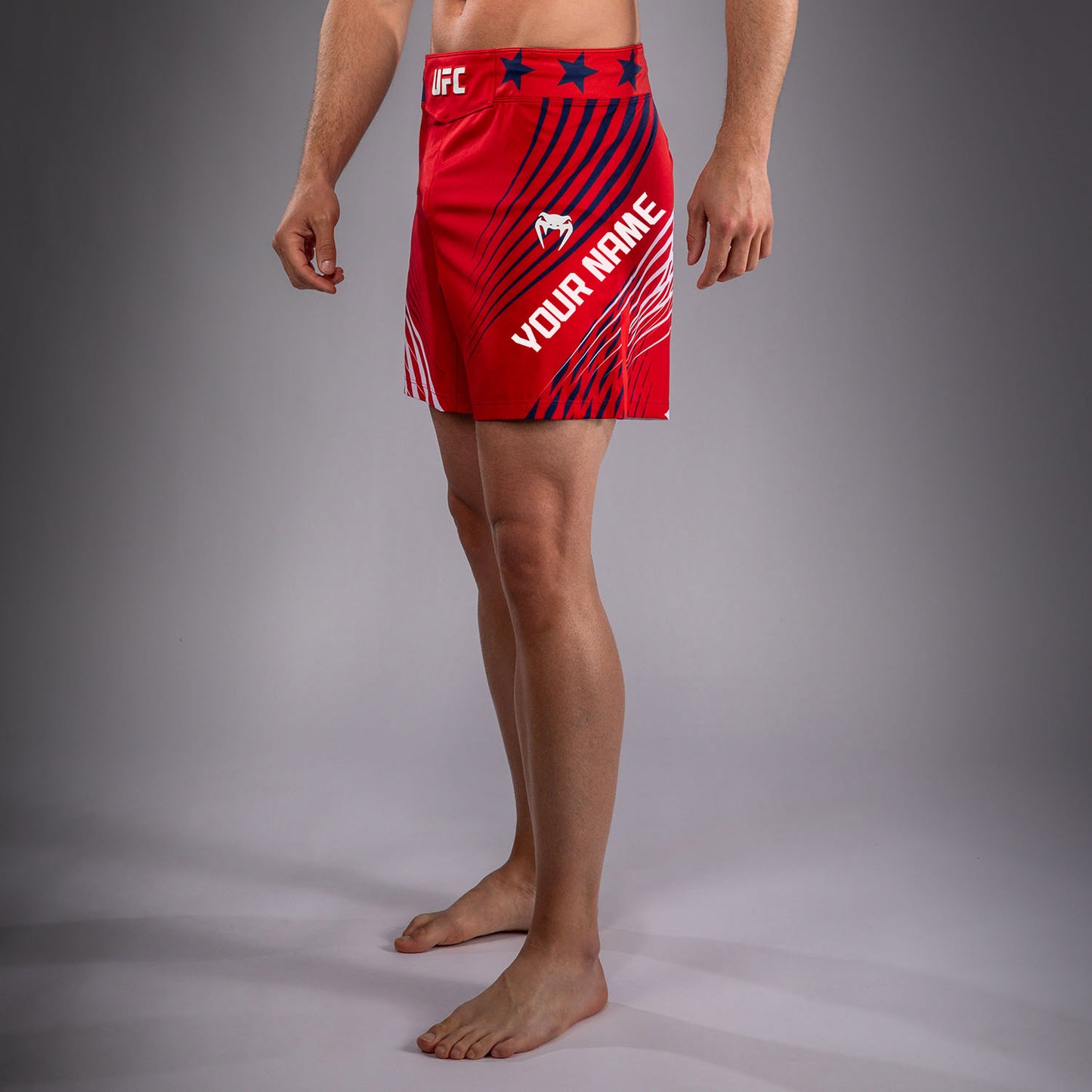Official UFC Freedom 250 by Venum Personalisiert Authentic Fight Night Fight Shorts im Short Fit für Herren - Rot