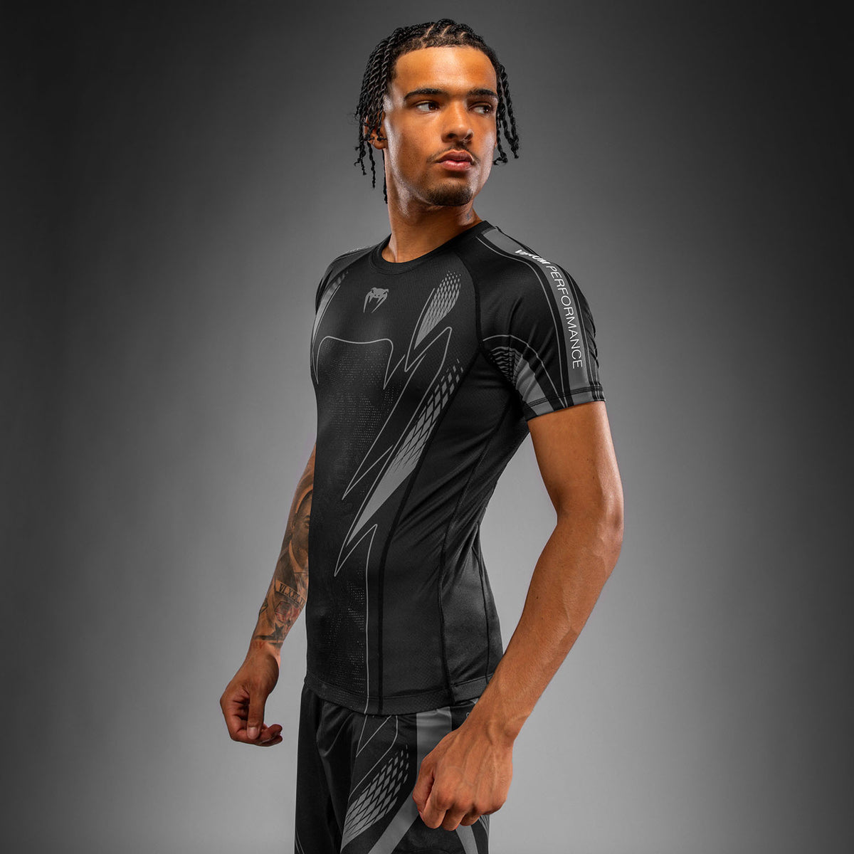 Venum Amazonia Reborn Kurzarm-Rashguard - Schwarz/Grau