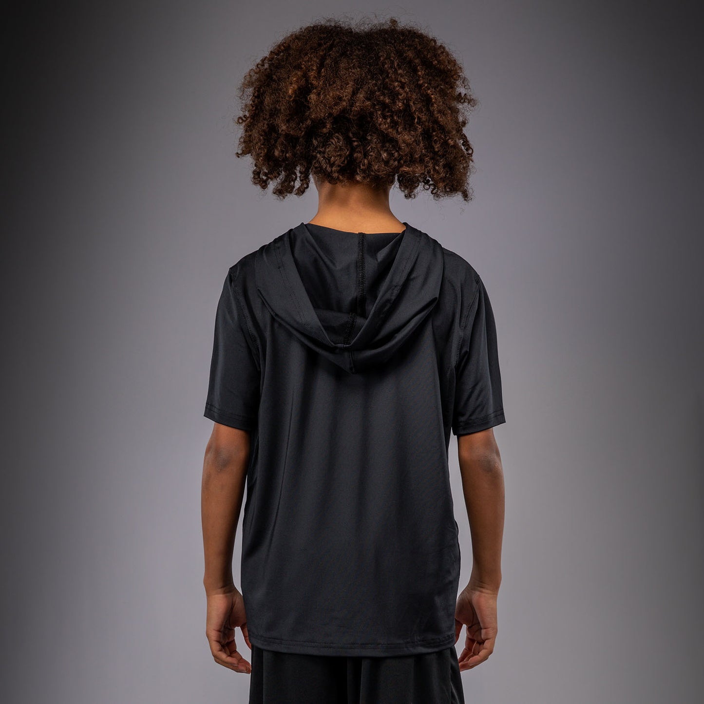 Venum Elite Kurzarm Dry-Tech Kapuzenpullover für Kinder - Schwarz