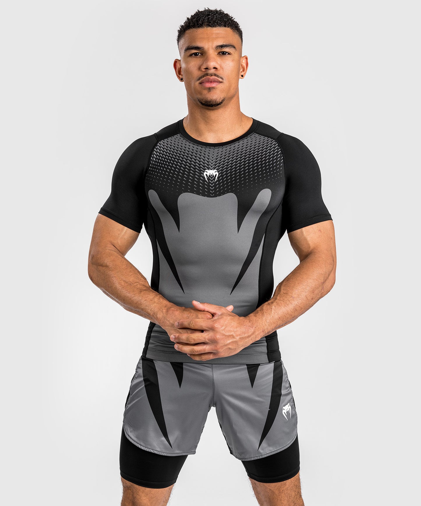 Venum Attack Herren Kurzarm Rashguard - Schwarz/Grau