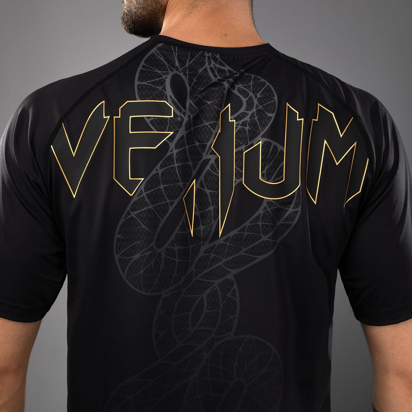 Venum Serpenti Dry Tech T-Shirt – Schwarz/Silber/Gold
