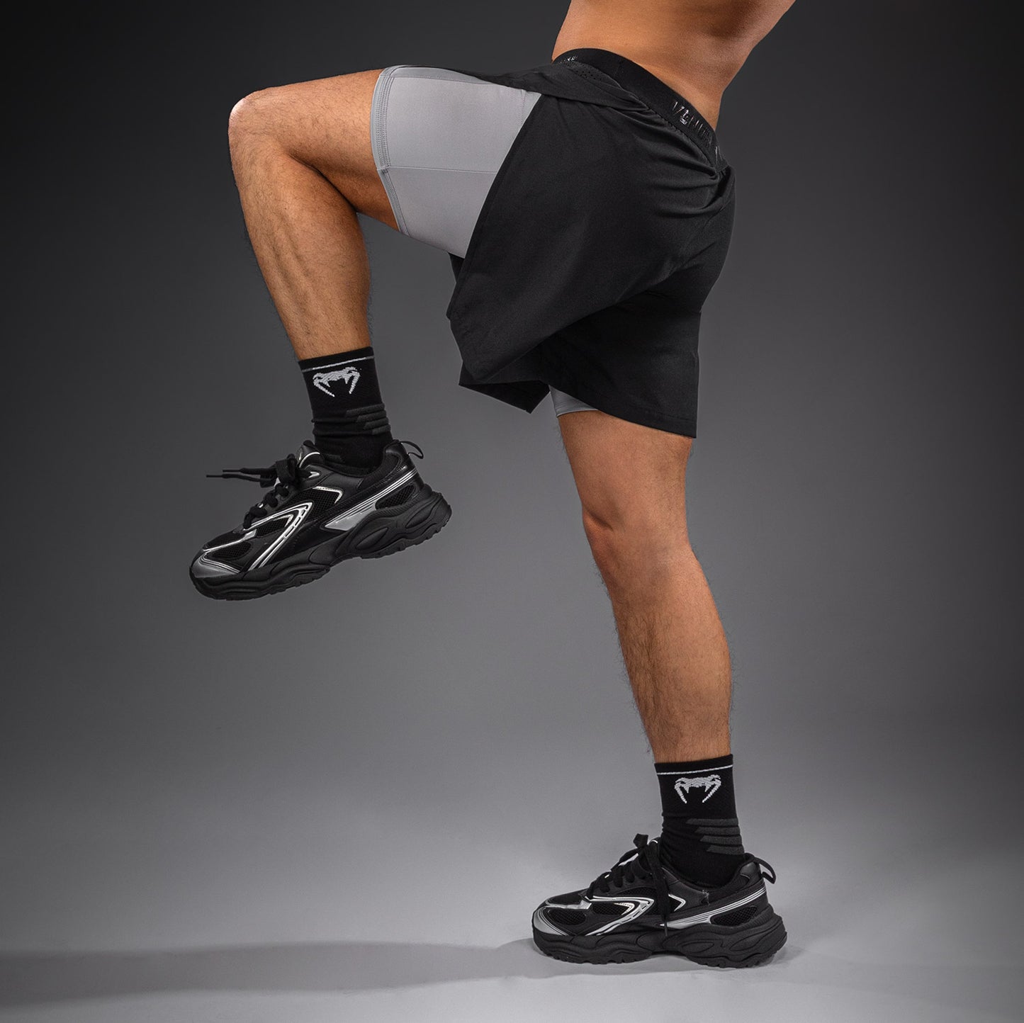 Venum Lazer Hybrid-Trainingsshorts – Schwarz/Grau