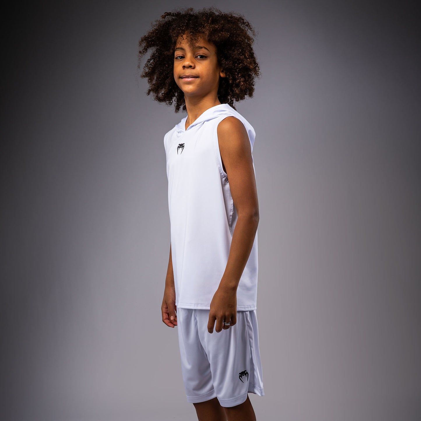 Venum Elite Ärmelloser Dry-Tech Kapuzenpullover für Kinder - Weiß