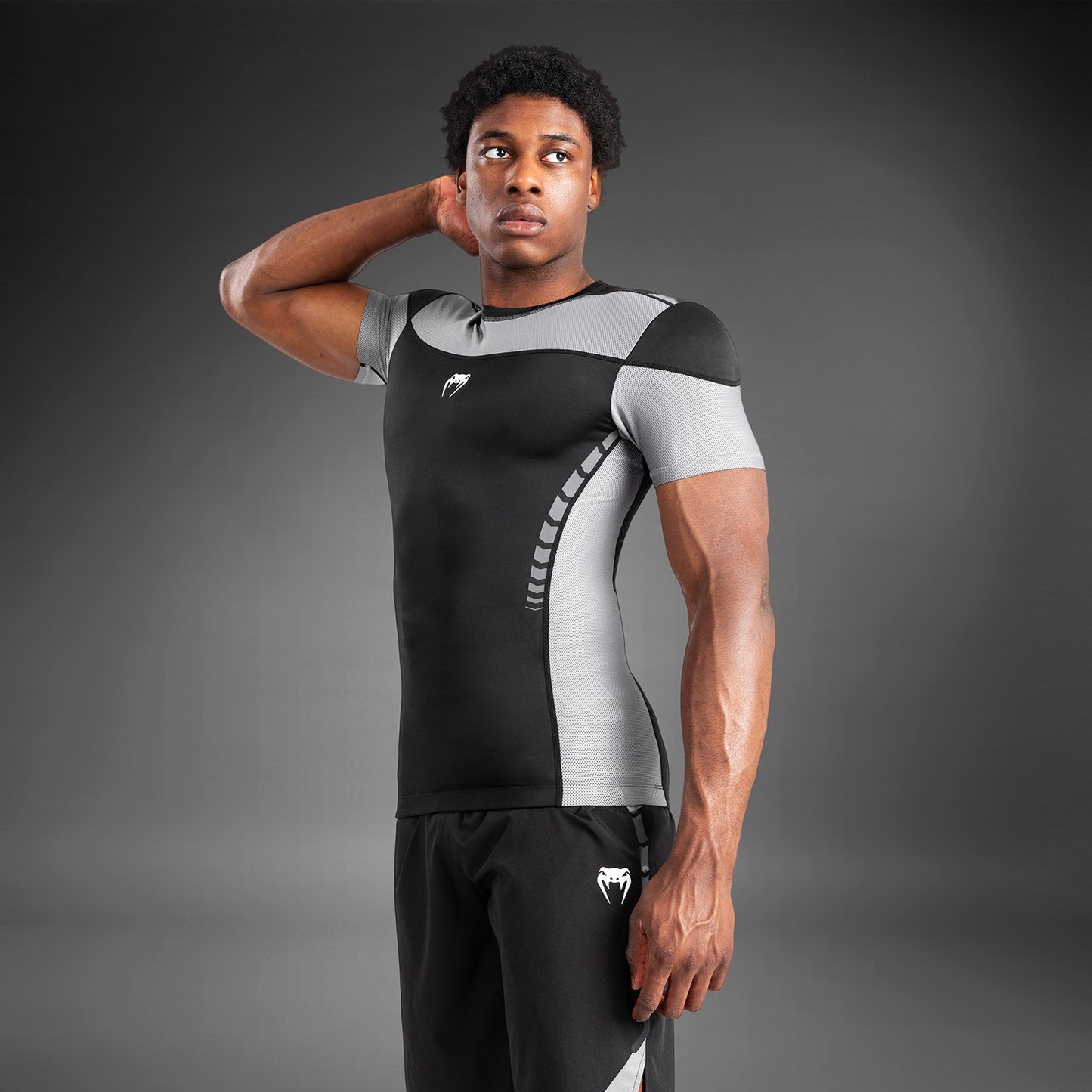 Venum Tempest Herren Kurzarm Rashguard - Schwarz/Grau