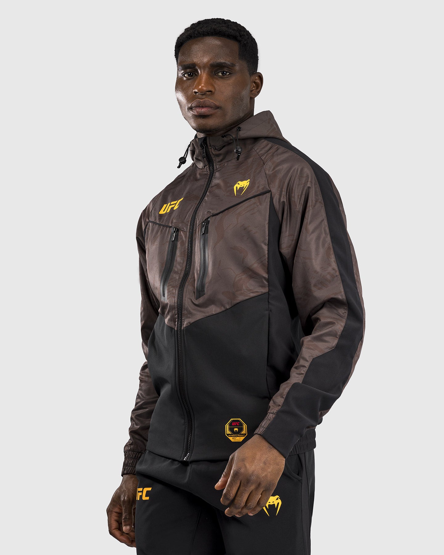 UFC Fusion by Venum Fight Week Herren Zip Hoodie - Erdiges Braun