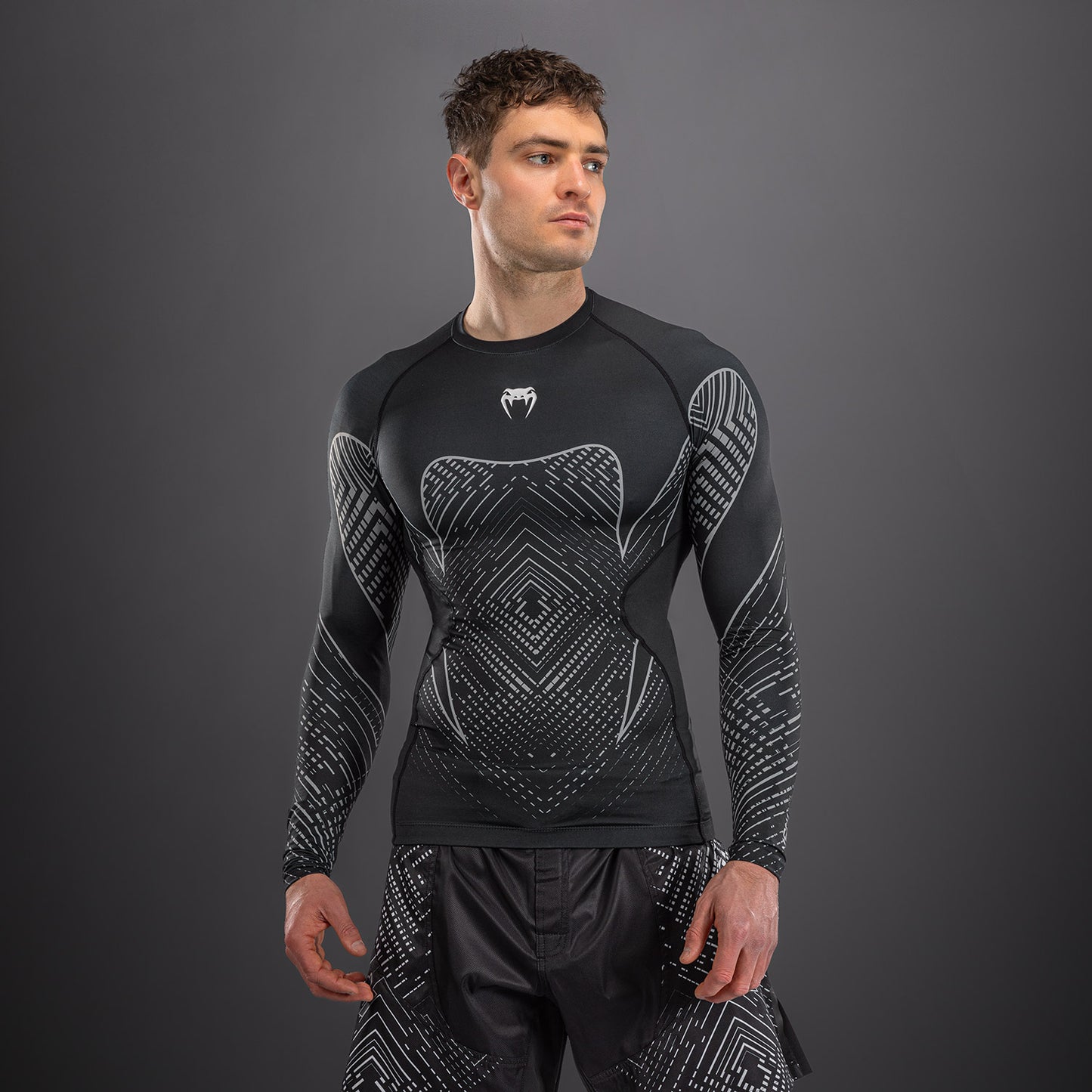 Venum Midnight Fury Langarm Rashguard – Mitternachtsblau/Grau/Silber